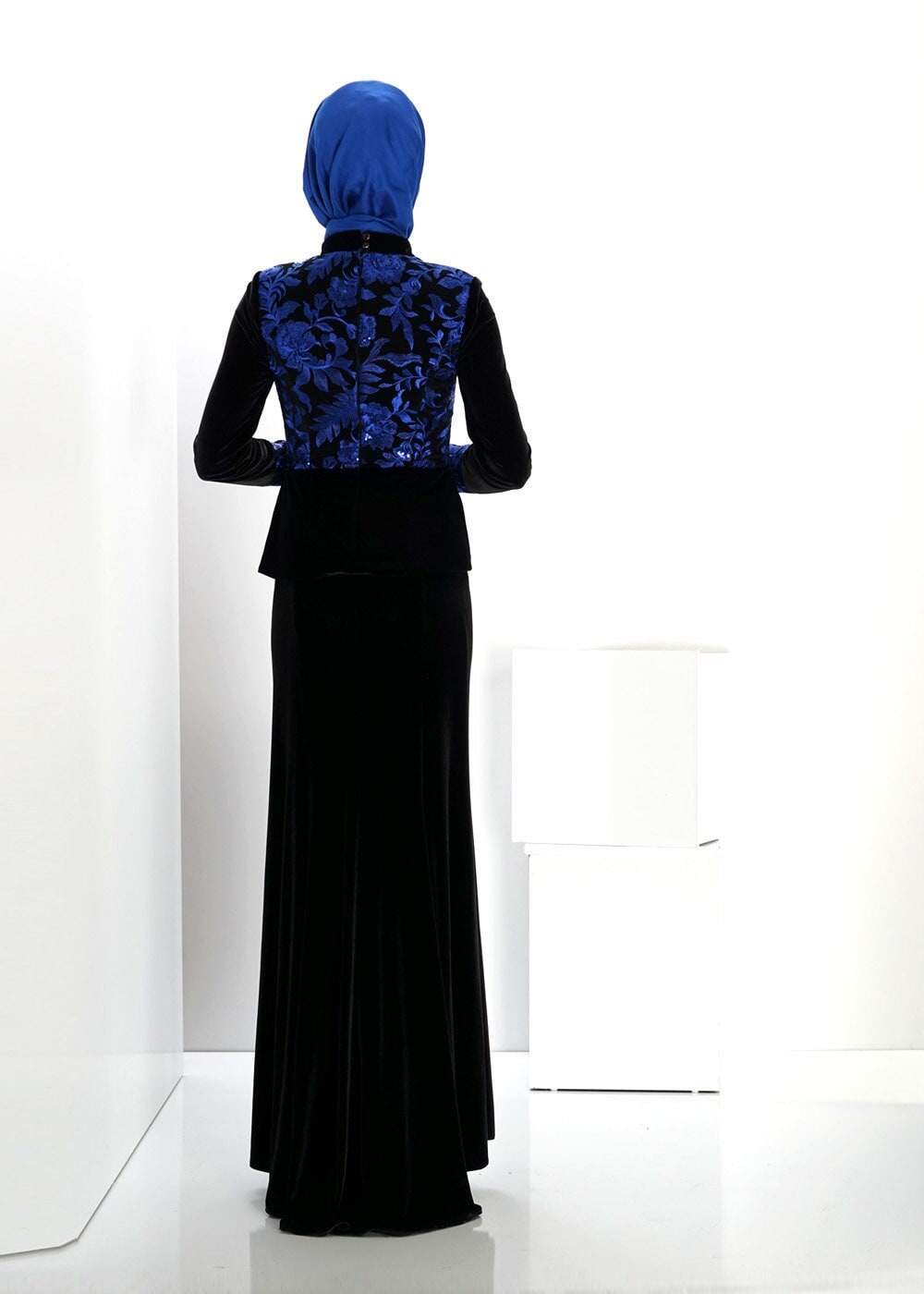 Hijab clothing NAVY BLUE 5973-1 BRODE 14025 ABİYE 38/44