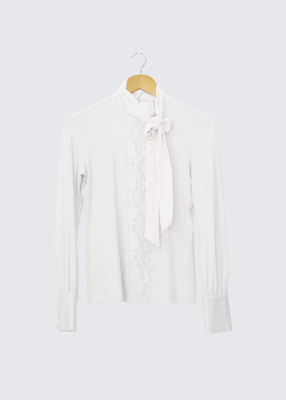 Tesettür giyim BEYAZ YAKASI BAĞLAMA DETAYLI İŞLEMELİ BLUZ 4374