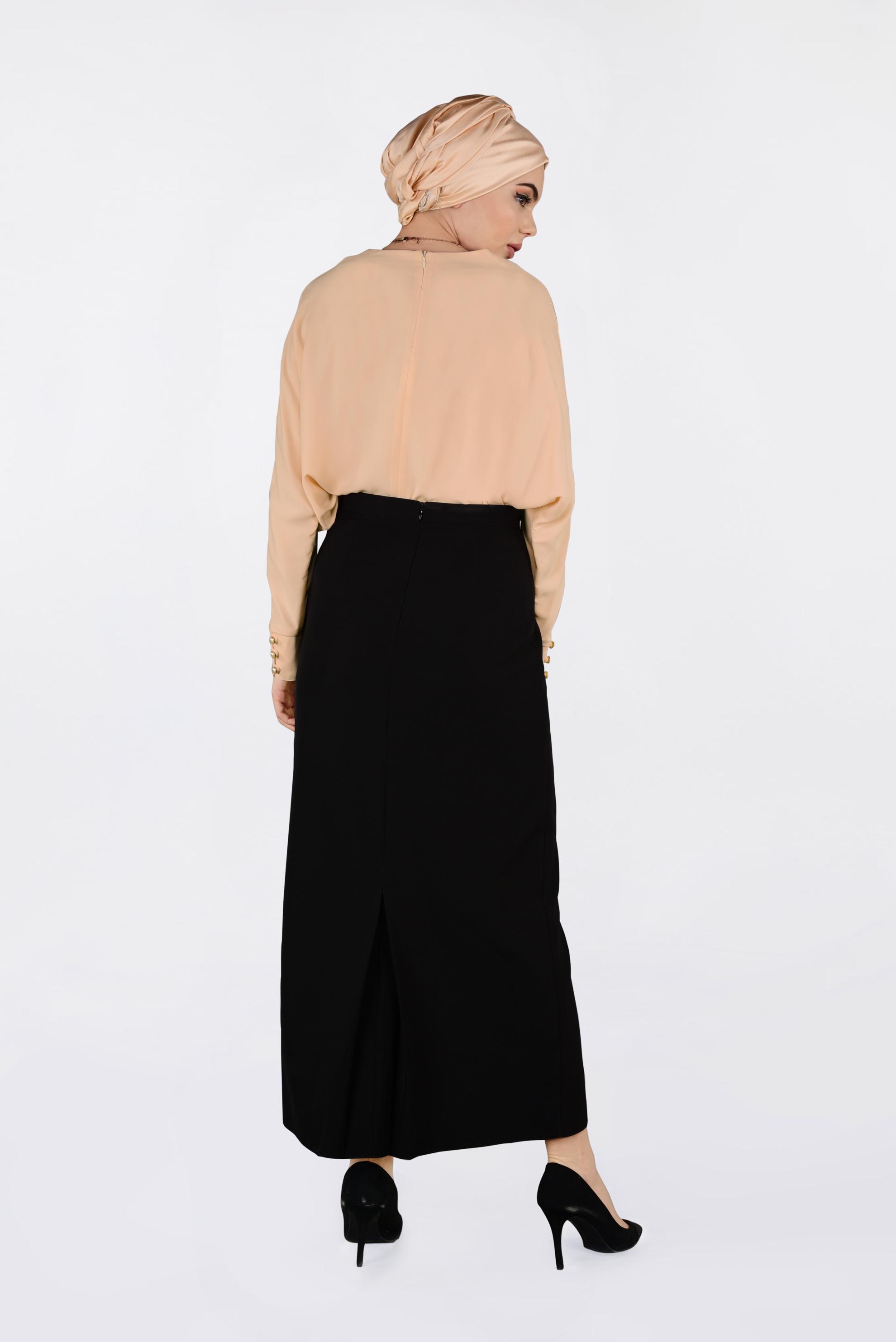 Tesettür giyim PUDRA MANŞETLERİ DÜĞMELİ BLUZ 4462 