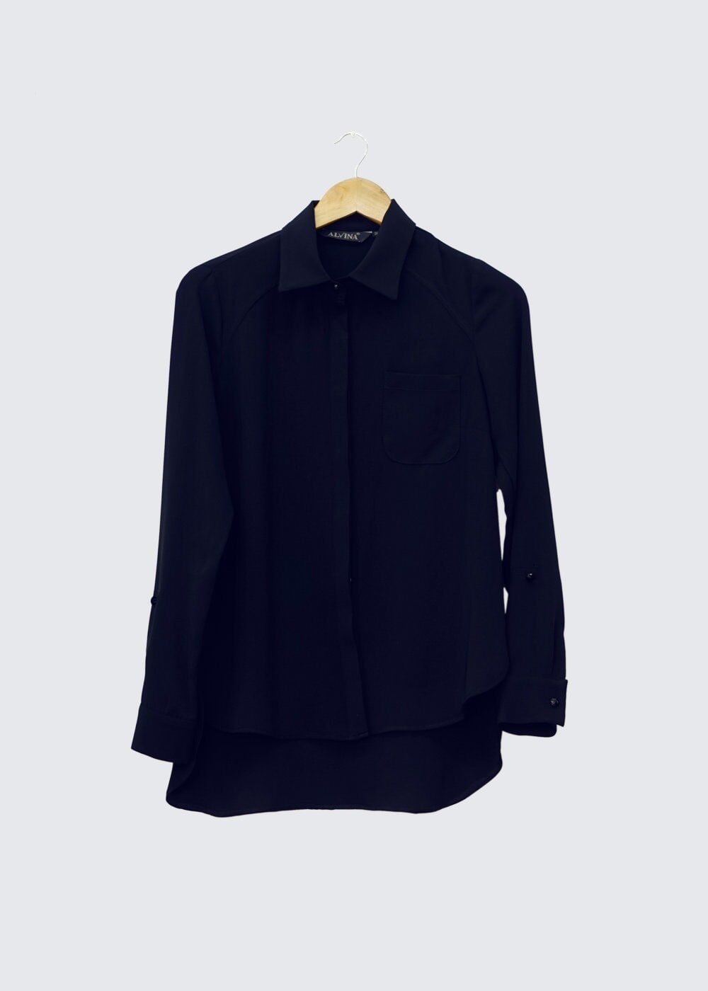 Tesettür giyim LACİVERT GÖMLEK YAKA DETAYLI BLUZ 4478