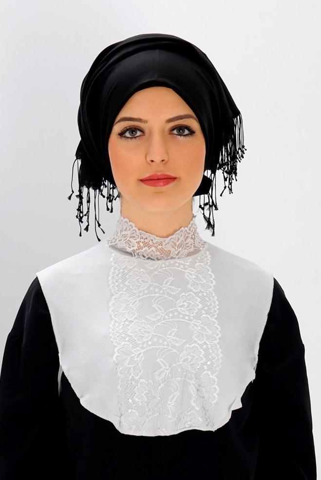 Tesettür giyim BEYAZ 40020 DANTELLİ BOYUNLUK - ALVİNA