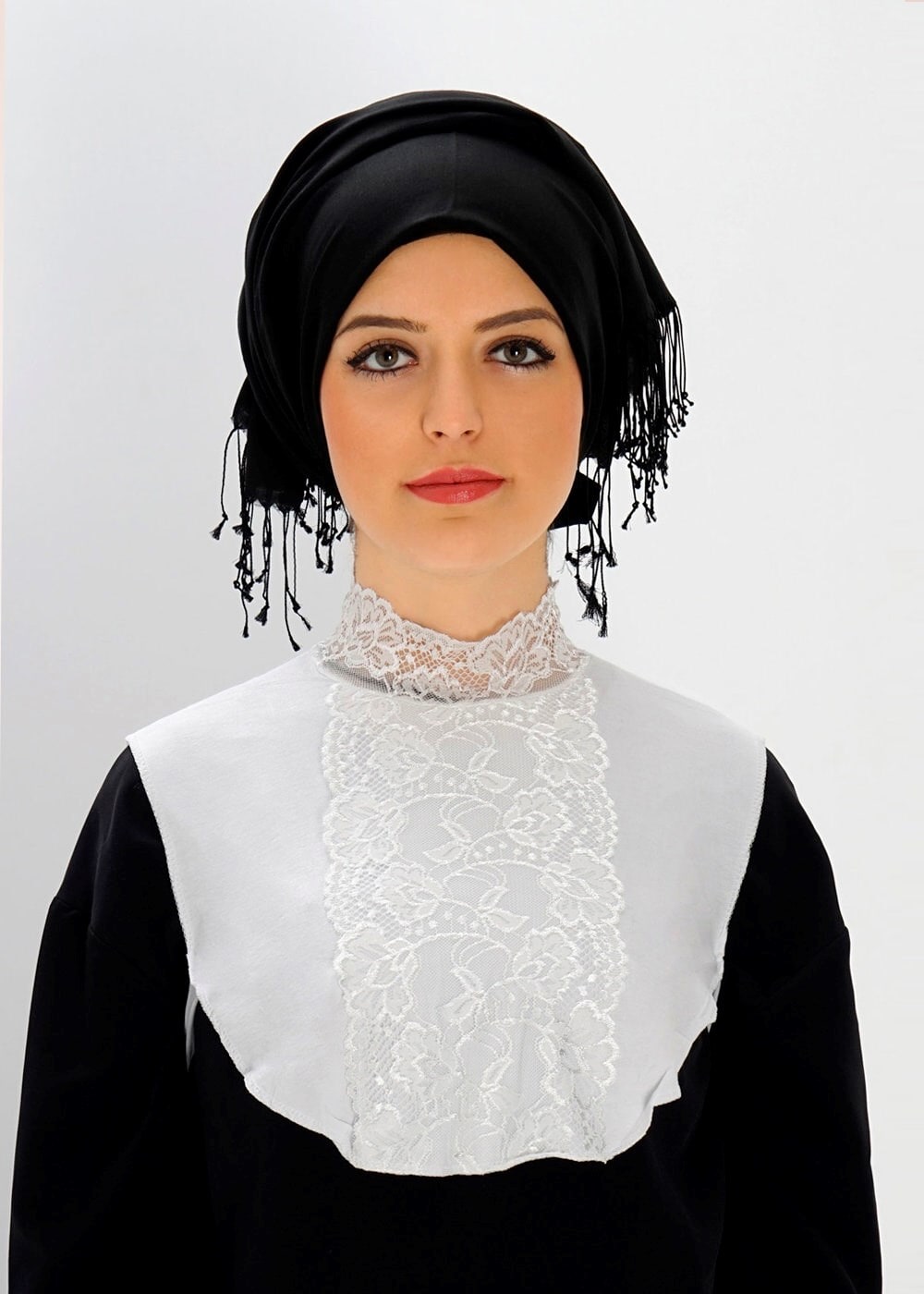 Hijab clothing WHITE 40020 DANTELLİ BOYUNLUK