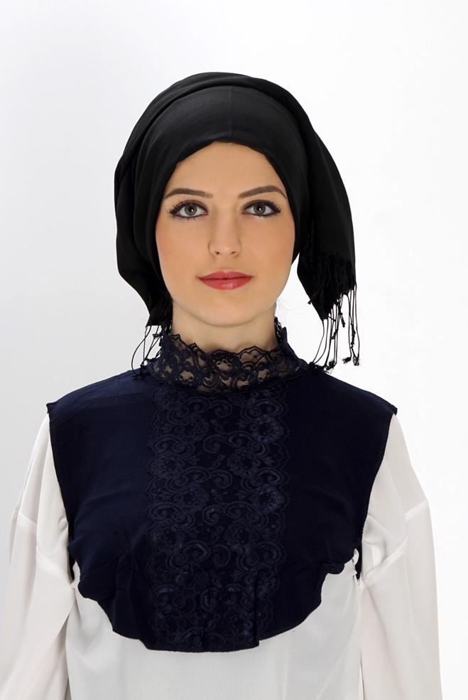 Tesettür giyim LACİVERT 40020 DANTELLİ BOYUNLUK - ALVİNA