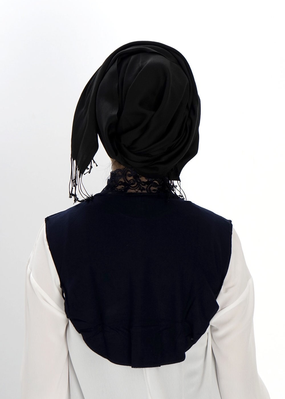 Tesettür giyim LACİVERT 40020 DANTELLİ BOYUNLUK