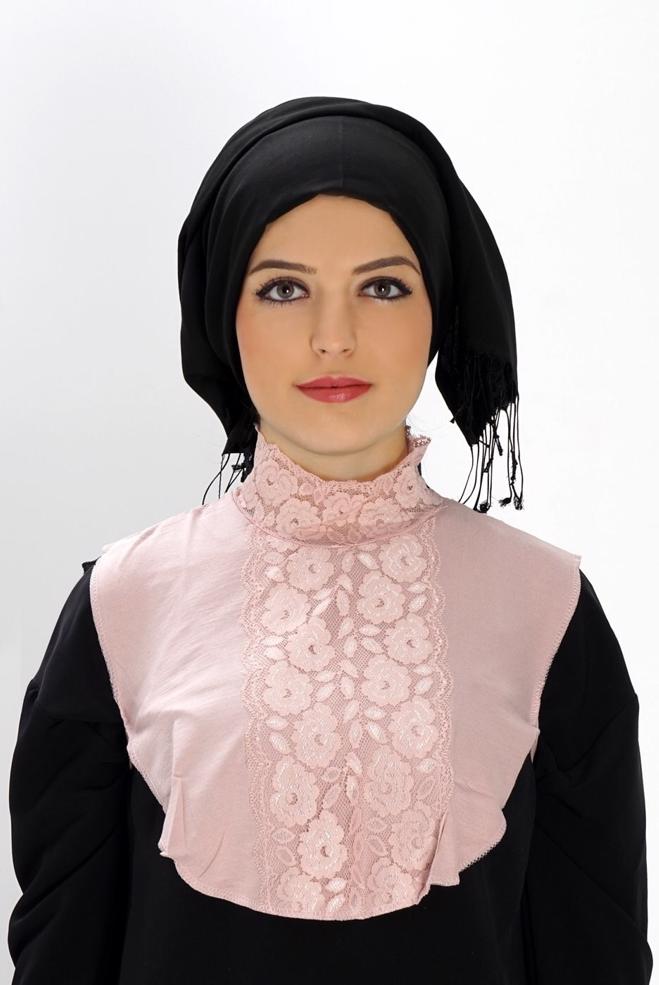 Tesettür giyim PUDRA 40020 DANTELLİ BOYUNLUK - ALVİNA