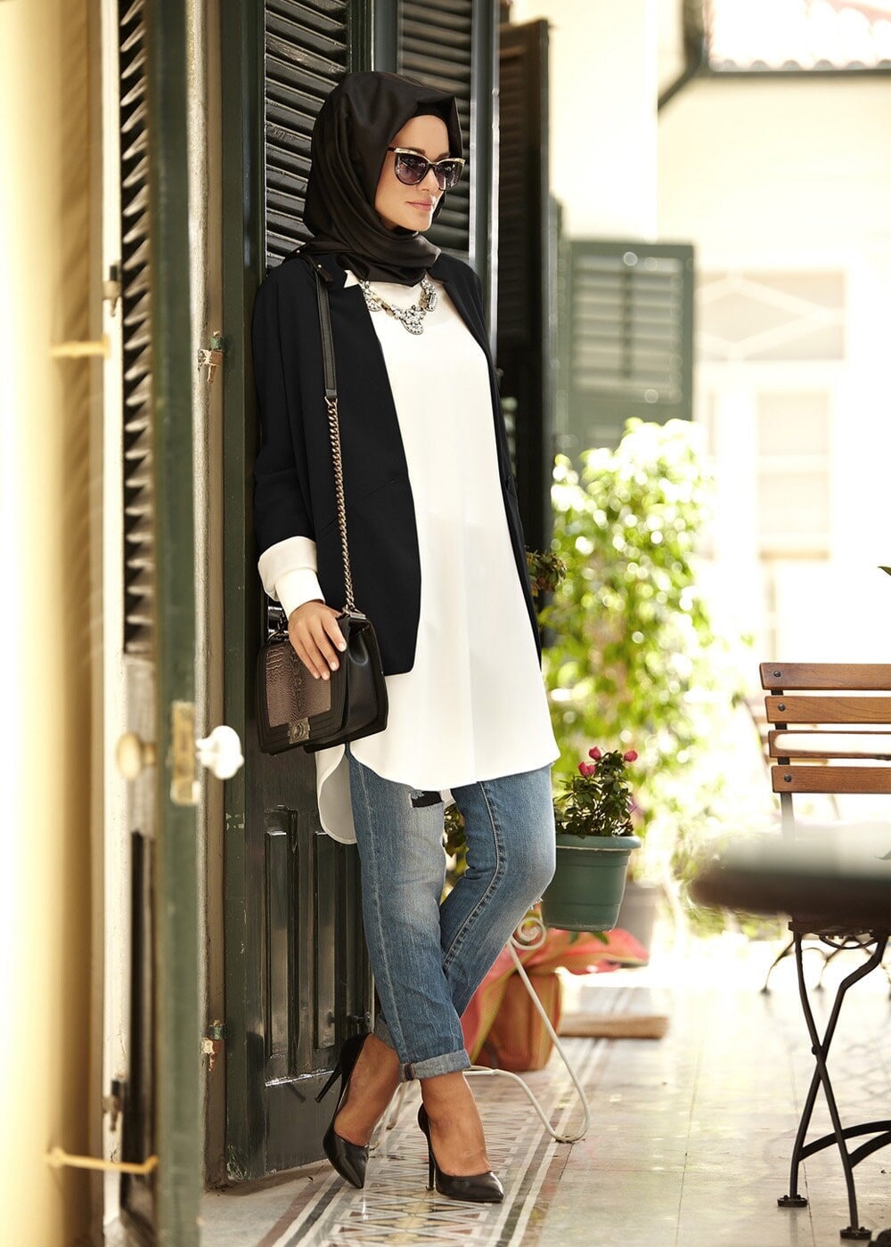 Tesettür giyim SİYAH YÜN KEÇE CEKET 4463