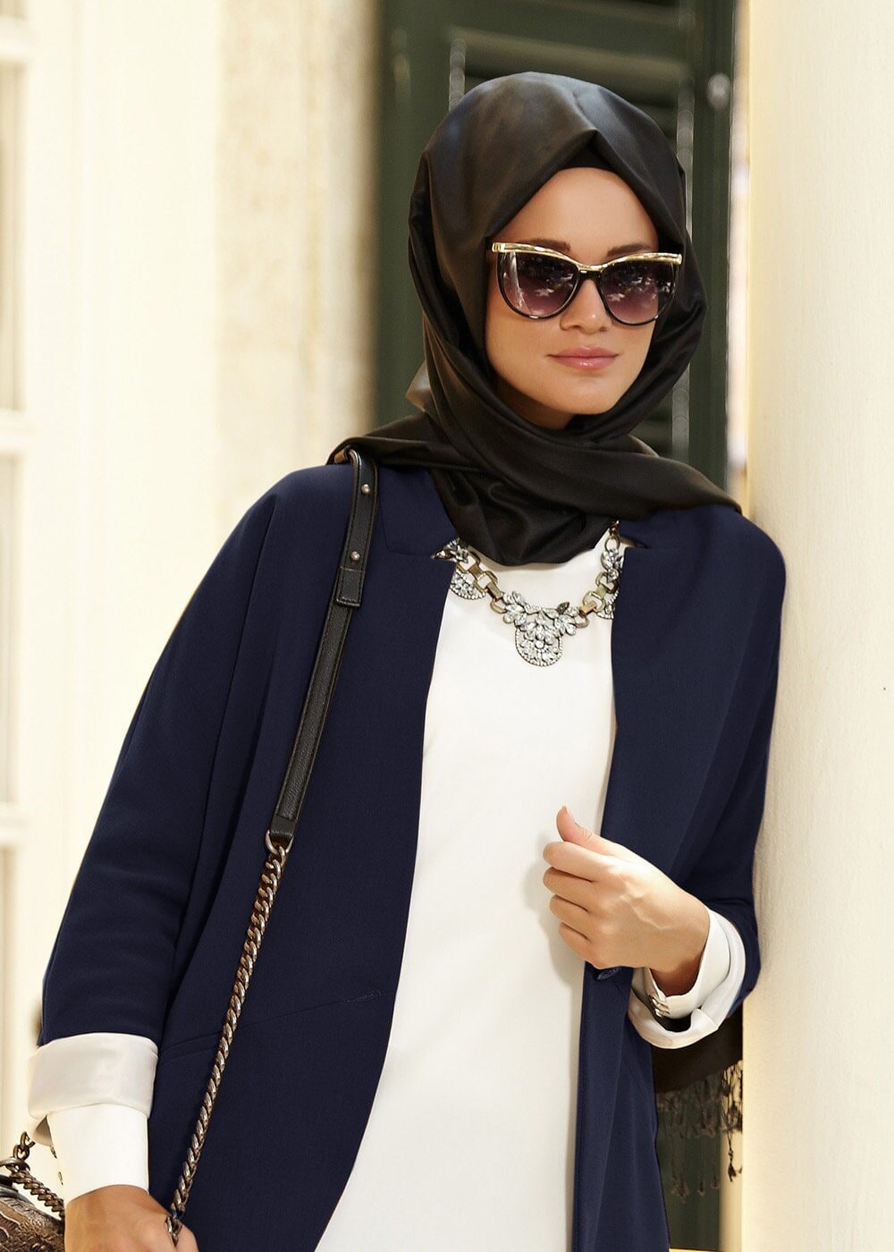 Tesettür giyim LACİVERT YÜN KEÇE CEKET 4463