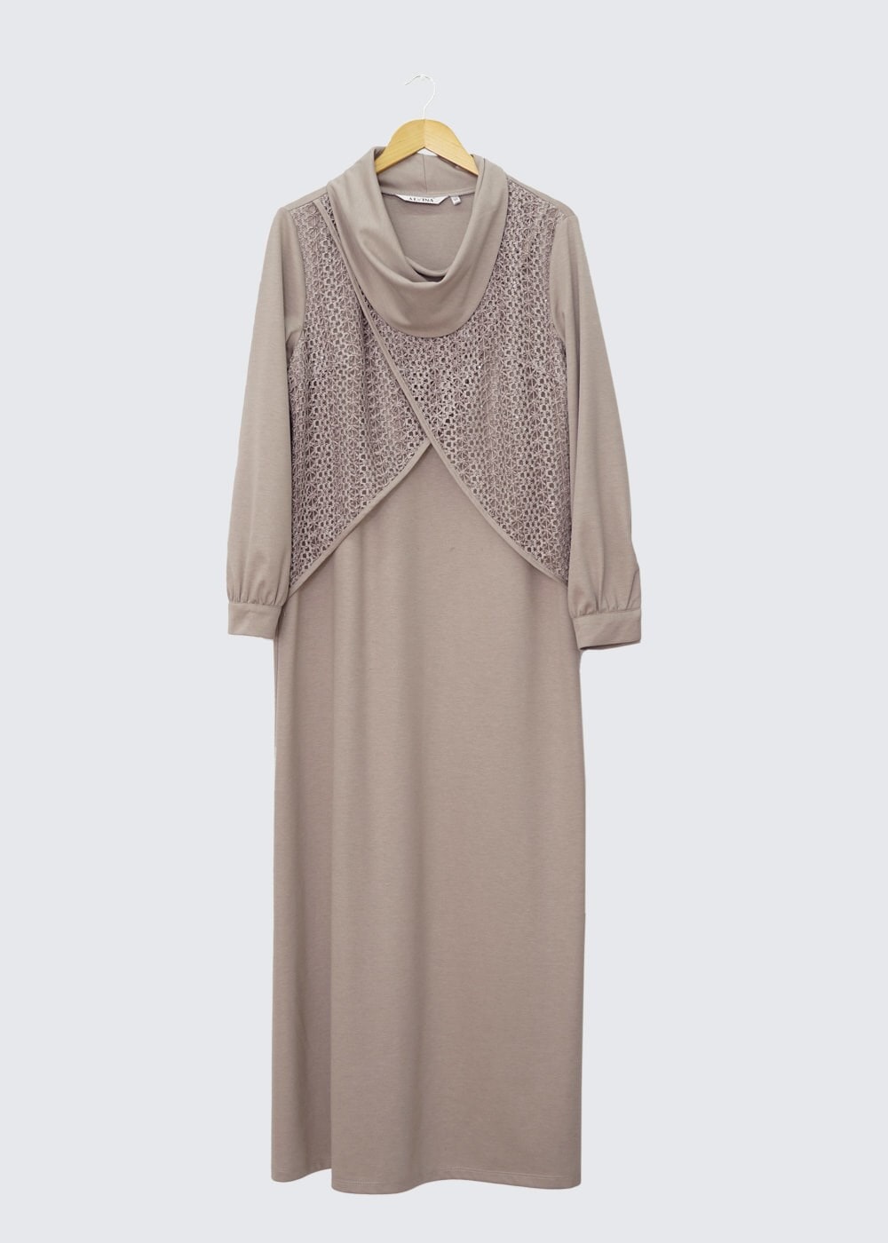 Tesettür giyim BEJ 2440 WİNTER MİMOZA ELBİSE 44/50 TEK44