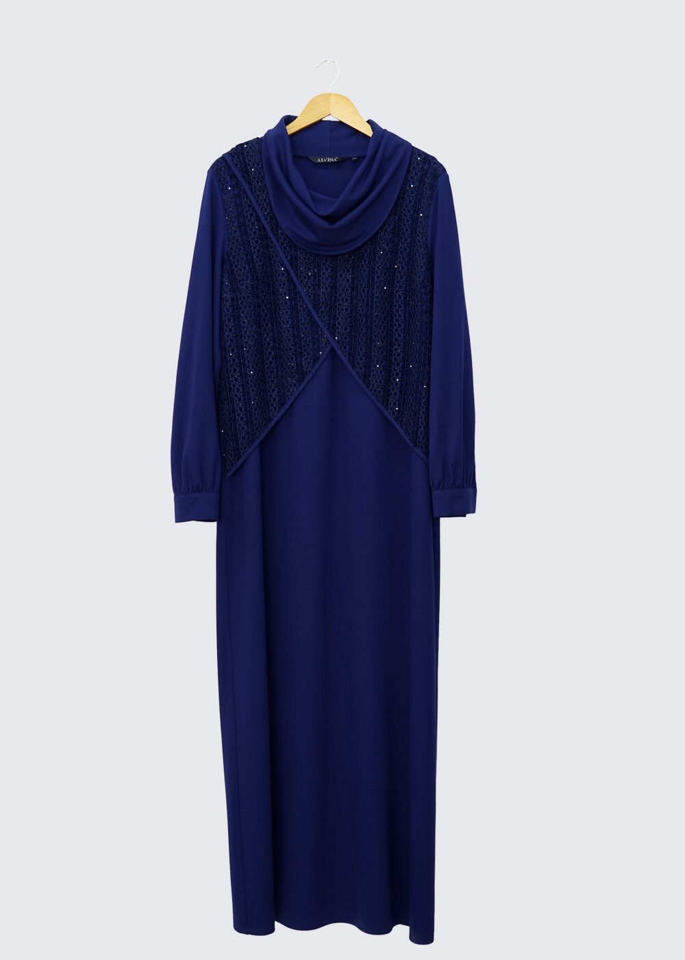 Tesettür giyim LACİVERT 2440 WİNTER MİMOZA ELBİSE 44/50 TEK44