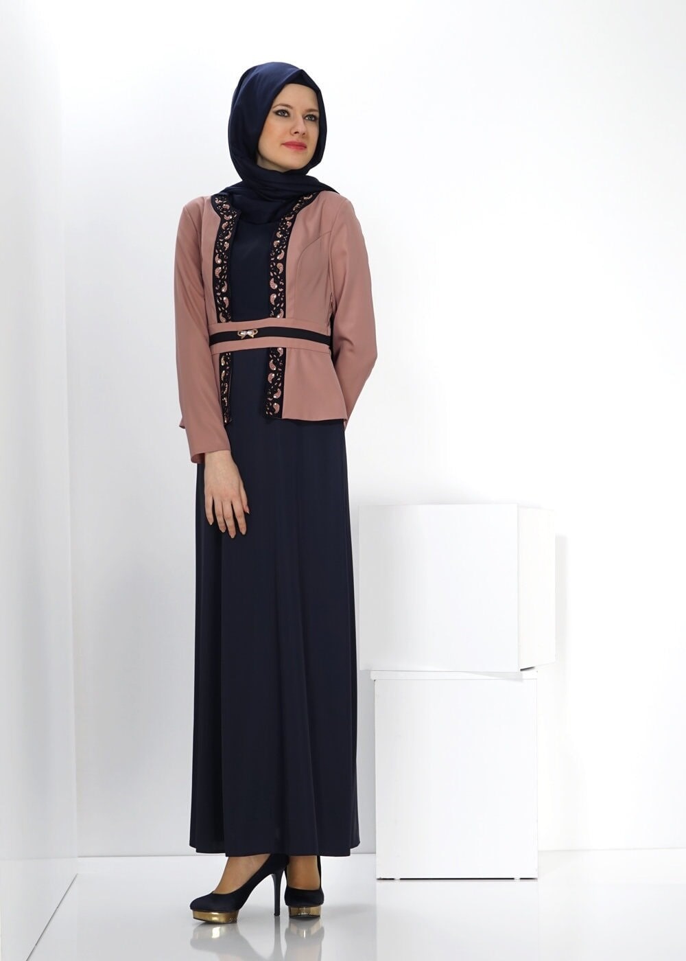 Tesettür giyim KAHVE 3027 ELİTE 11620 ELBİSE 40/48