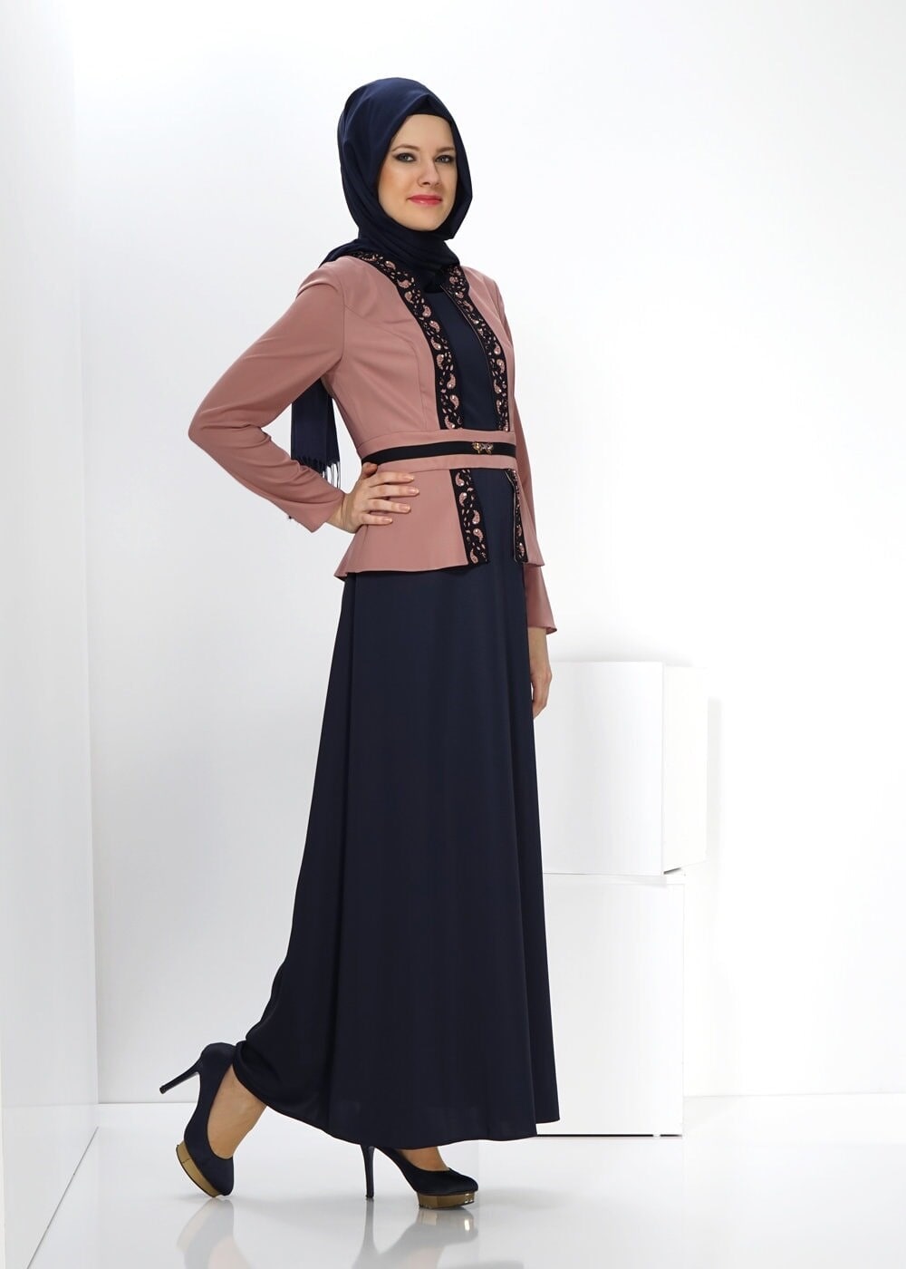 Tesettür giyim KAHVE 3027 ELİTE 11620 ELBİSE 40/48