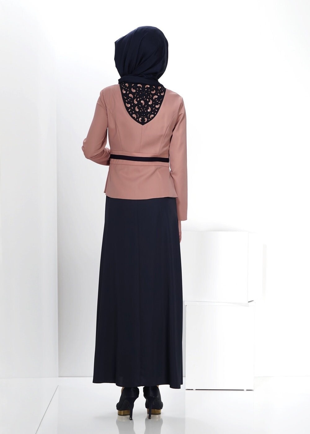Tesettür giyim KAHVE 3027 ELİTE 11620 ELBİSE 40/48