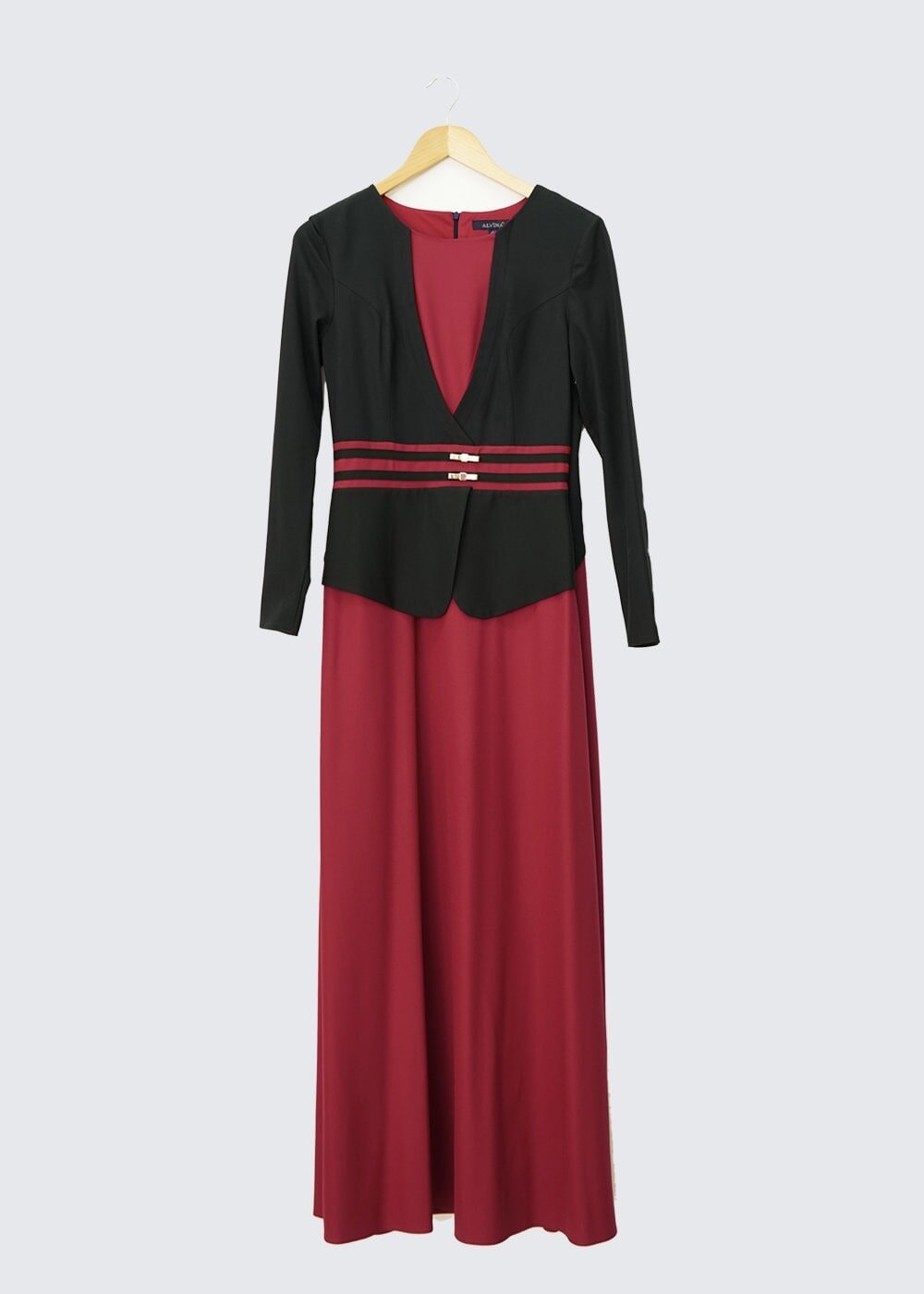 Tesettür giyim BORDO DANTEL DETAYLI ELBİSE 4242