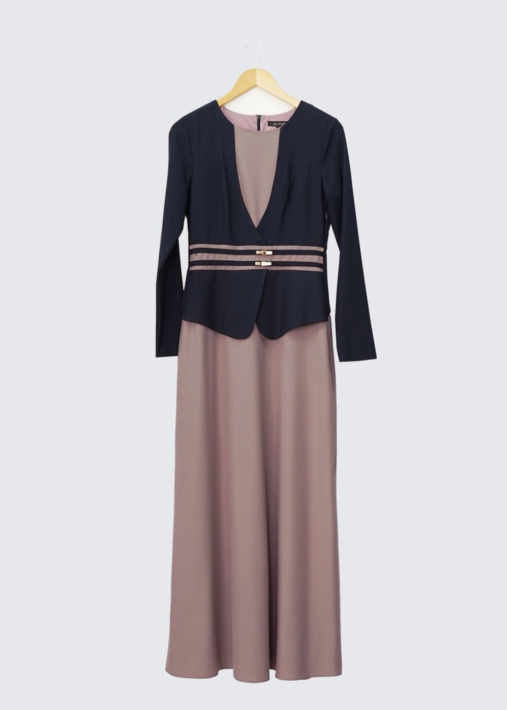 Tesettür giyim PEMBE DANTEL DETAYLI ELBİSE 4242