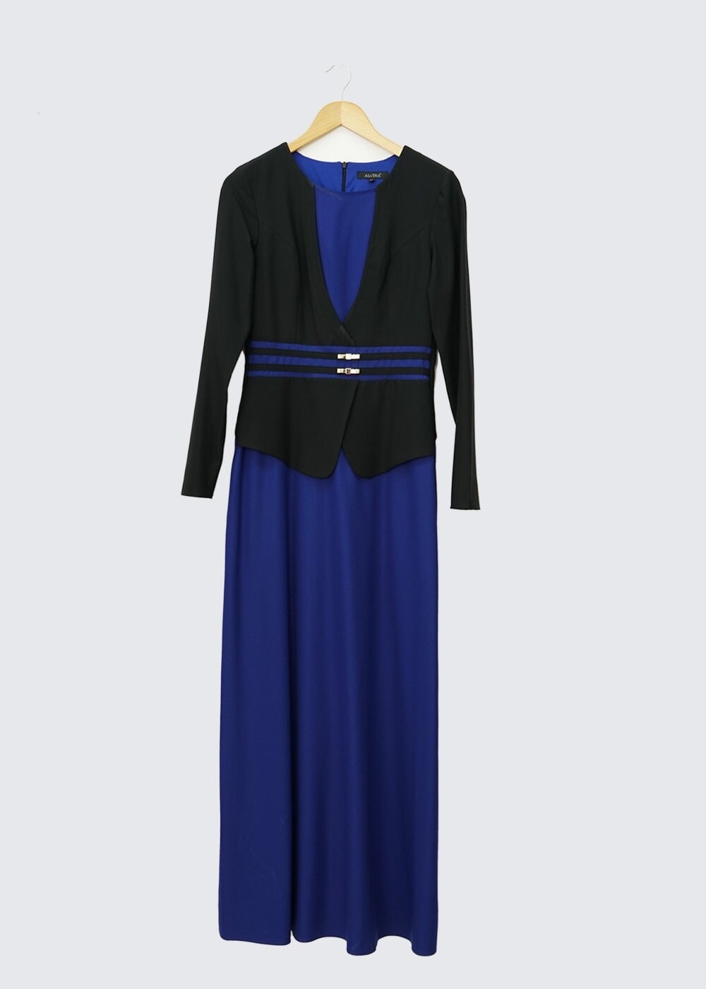 Tesettür giyim MAVİ DANTEL DETAYLI ELBİSE 4242