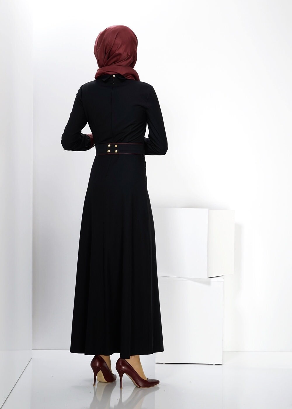 Tesettür giyim SİYAH 4306 RİDA 6973 ELBİSE 36/44 TEK38