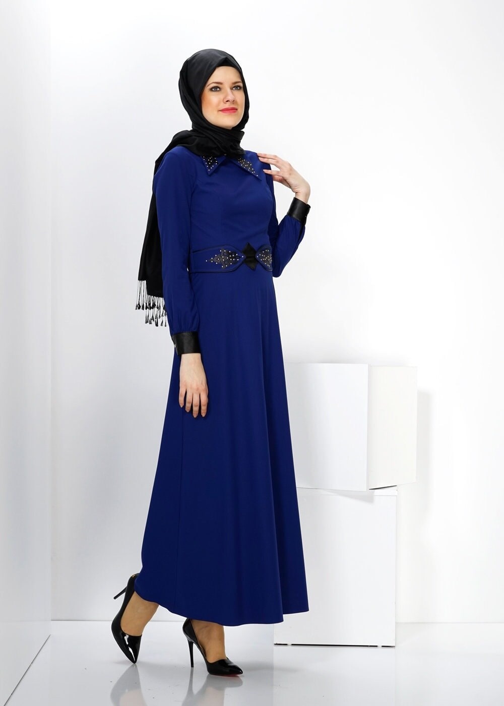 Tesettür giyim LACİVERT 4306 RİDA 6973 ELBİSE 36/44 TEK38