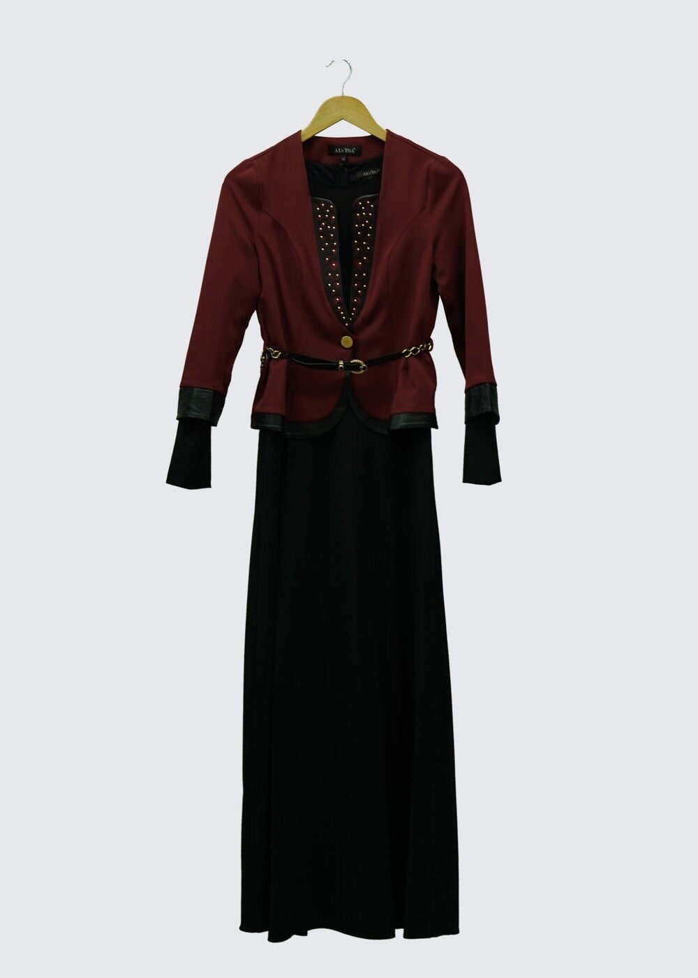 Tesettür giyim BORDO 4307 ADİNA 7310  2Lİ ELBİSE 38/46