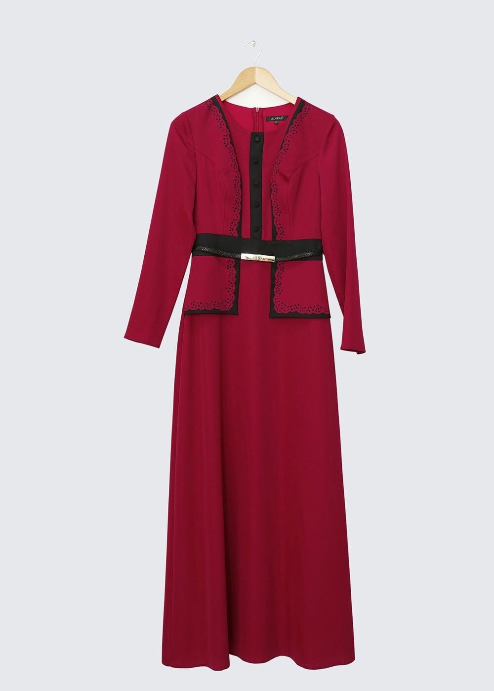 Tesettür giyim MÜRDÜM ŞERİT DETAYLI METAL KEMERLİ ELBİSE 4338