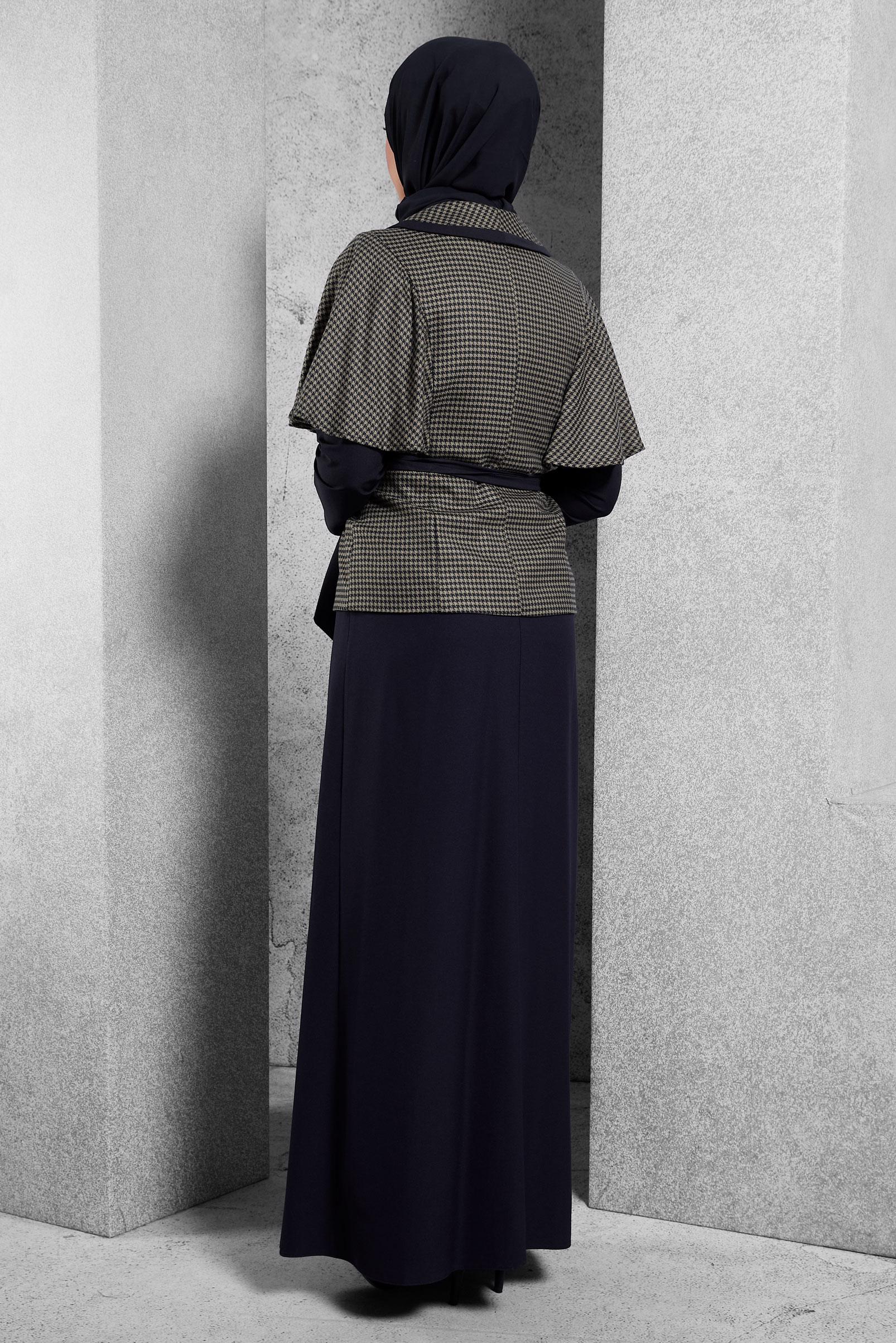 Vêtements hijab BLEU MARINE COSTUME ROBE CEINTURE 4363