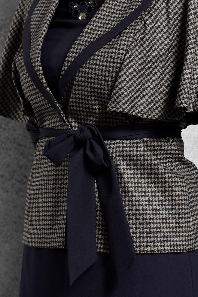 Vêtements hijab BLEU MARINE COSTUME ROBE CEINTURE 4363 - ALVİNA