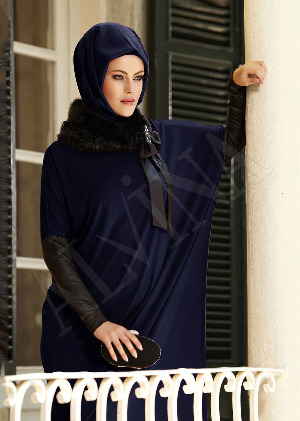 Tesettür giyim LACİVERT ELBİSE 4389