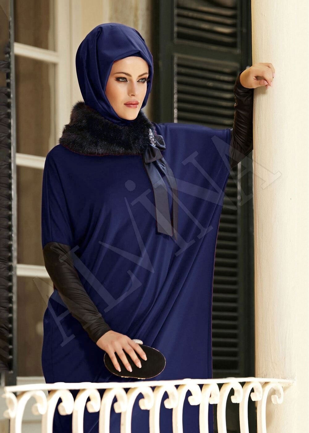 Tesettür giyim LACİVERT ELBİSE 4389