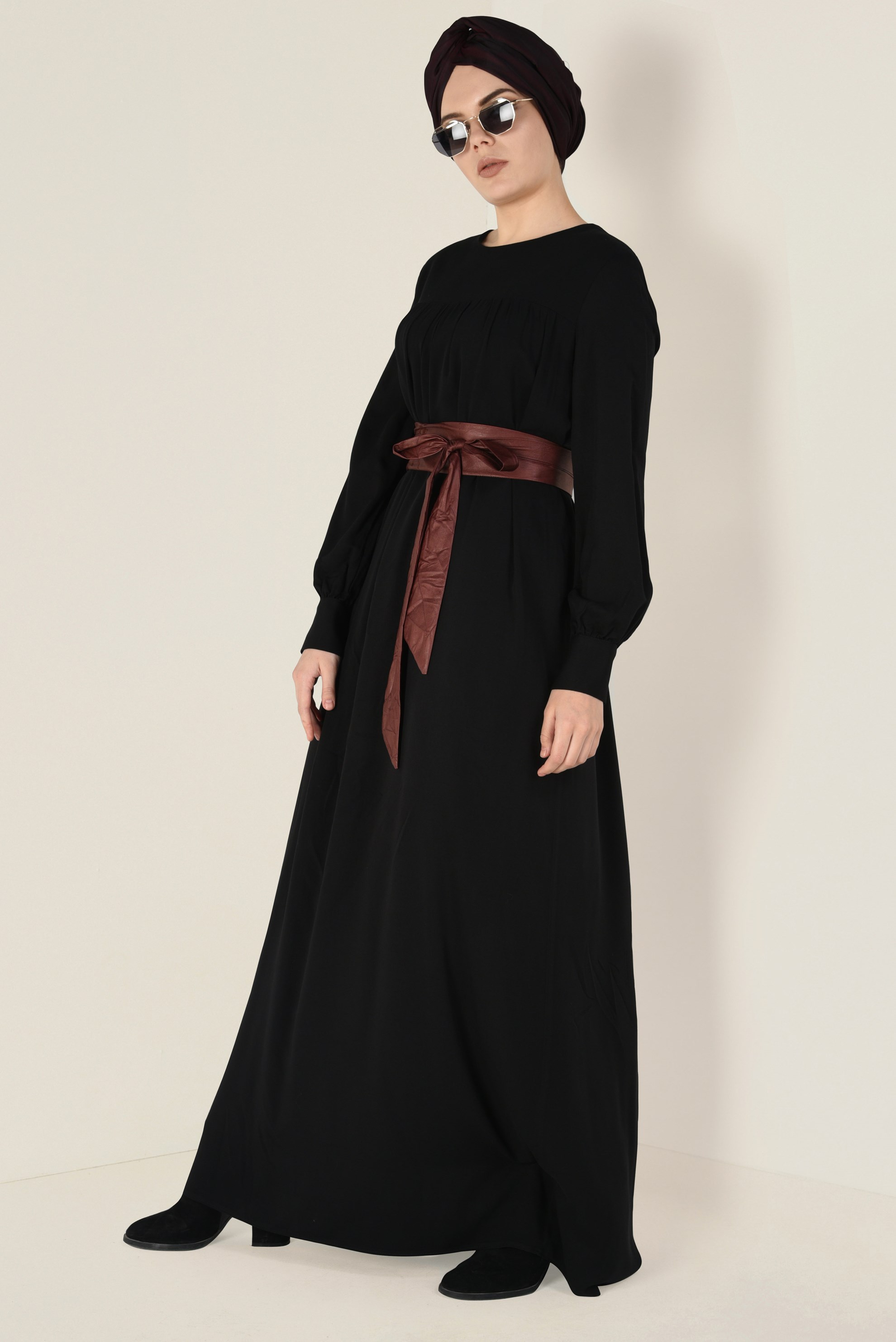 Tesettür giyim SİYAH 4406 MERLİS ELBİSE 38/44 TEK40