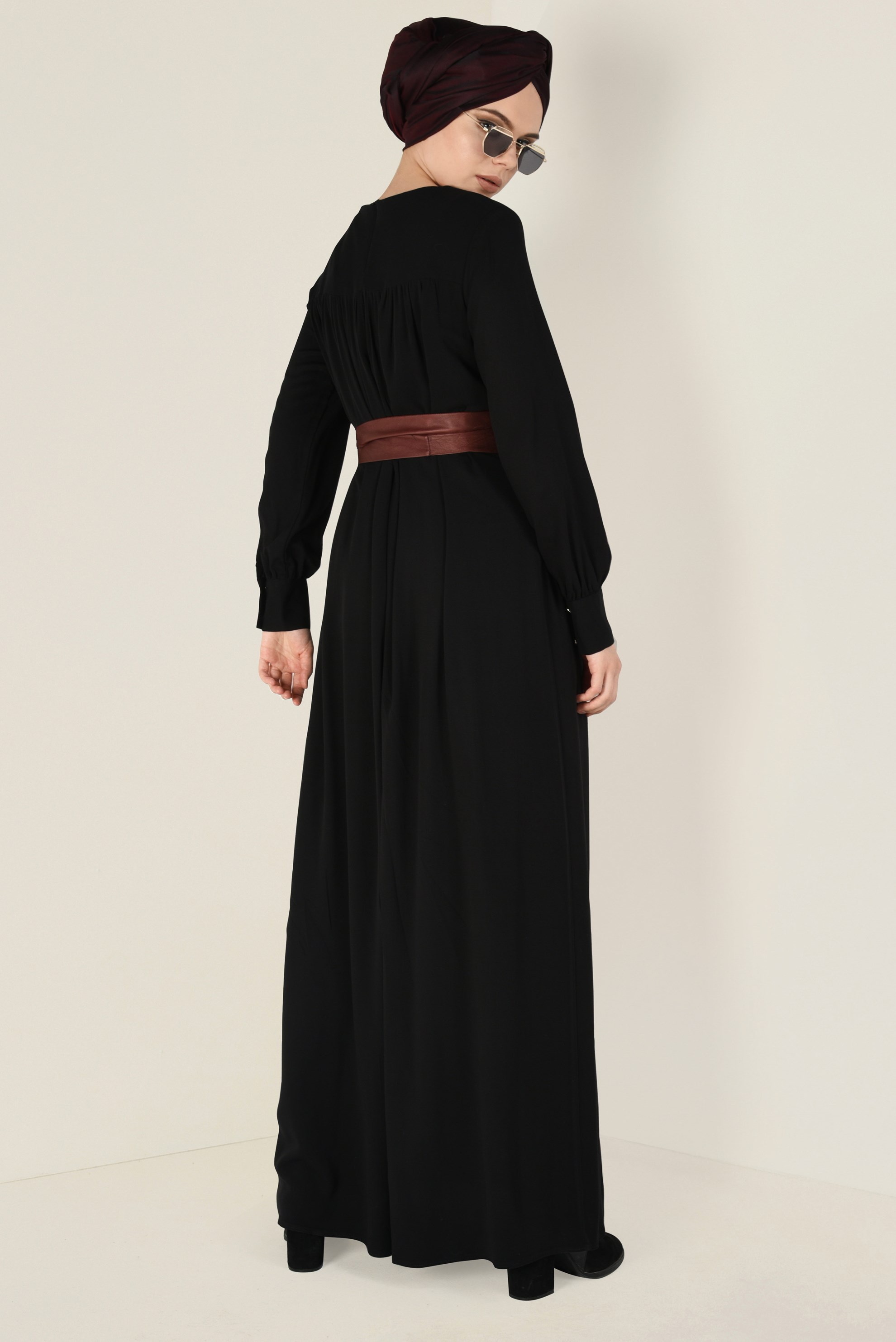 Tesettür giyim SİYAH 4406 MERLİS ELBİSE 38/44 TEK40