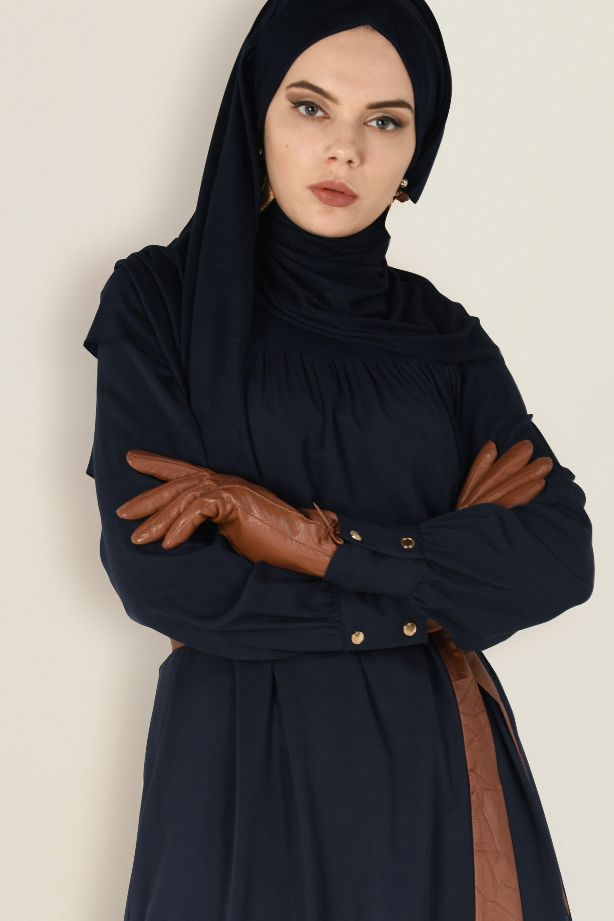 Tesettür giyim LACİVERT 4406 MERLİS ELBİSE 38/44 TEK40