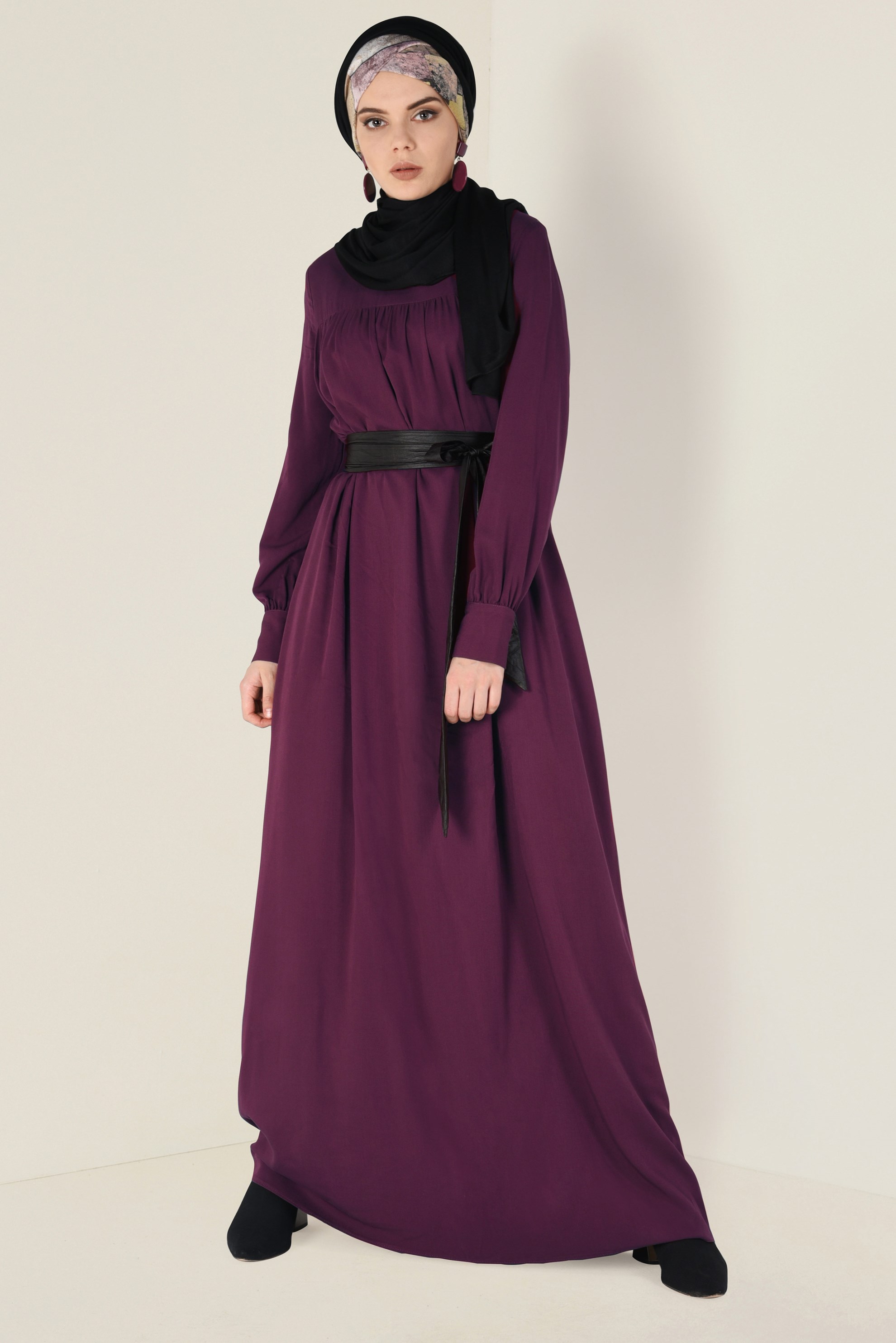 Tesettür giyim MÜRDÜM 4406 MERLİS ELBİSE 38/44 TEK40