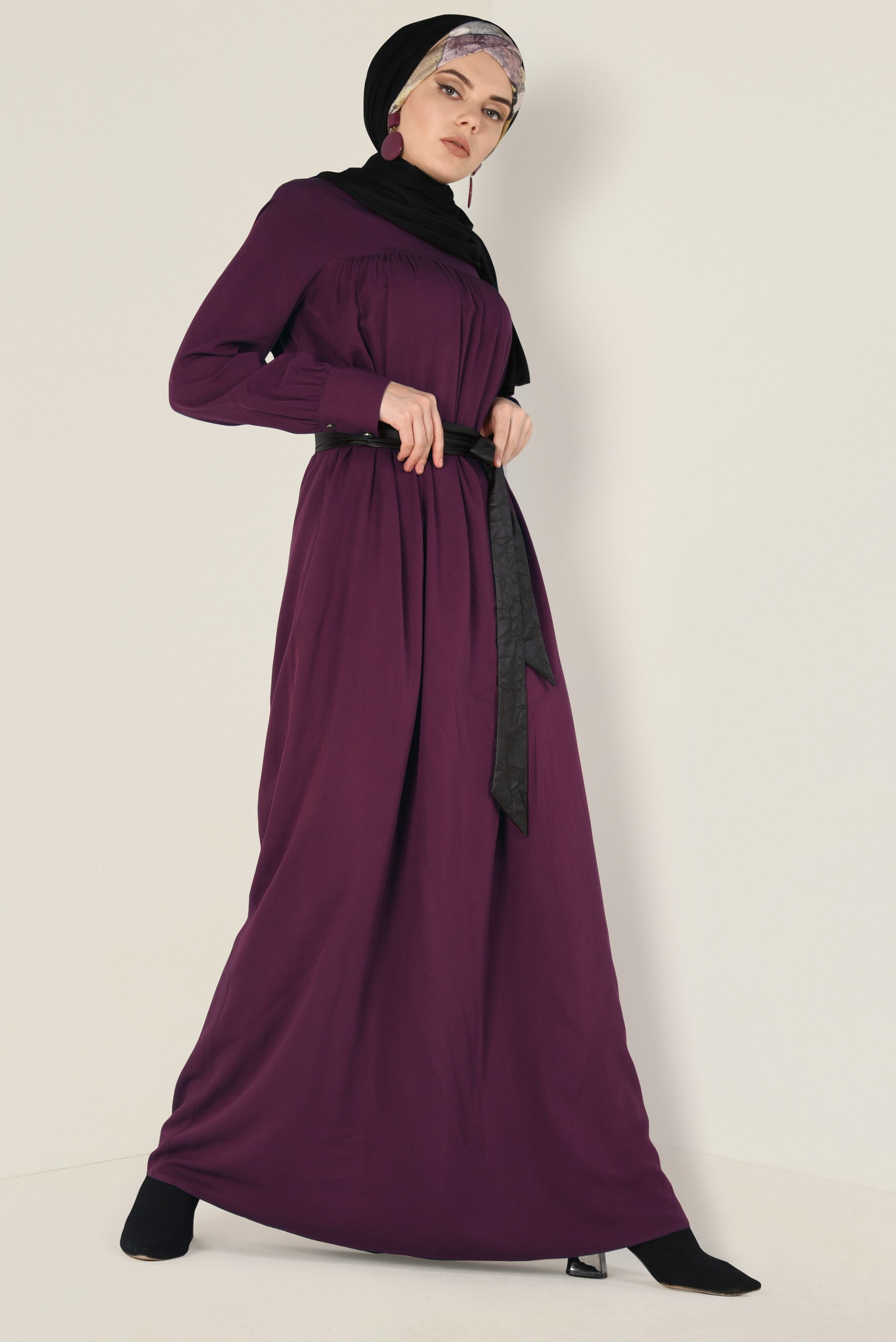 Tesettür giyim MÜRDÜM 4406 MERLİS ELBİSE 38/44 TEK40