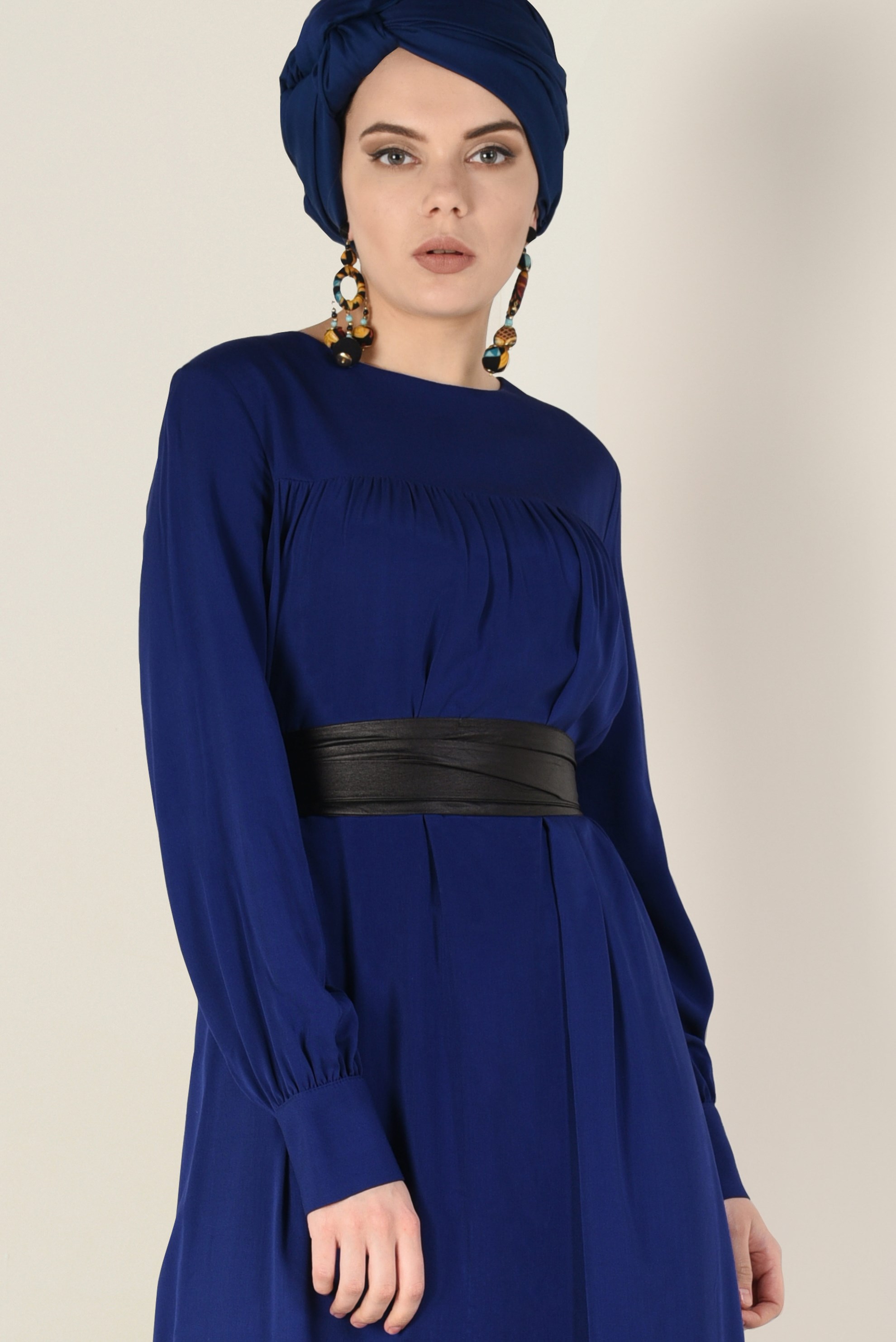 Tesettür giyim LACİVERT 4406 MERLİS ELBİSE 38/44 TEK40