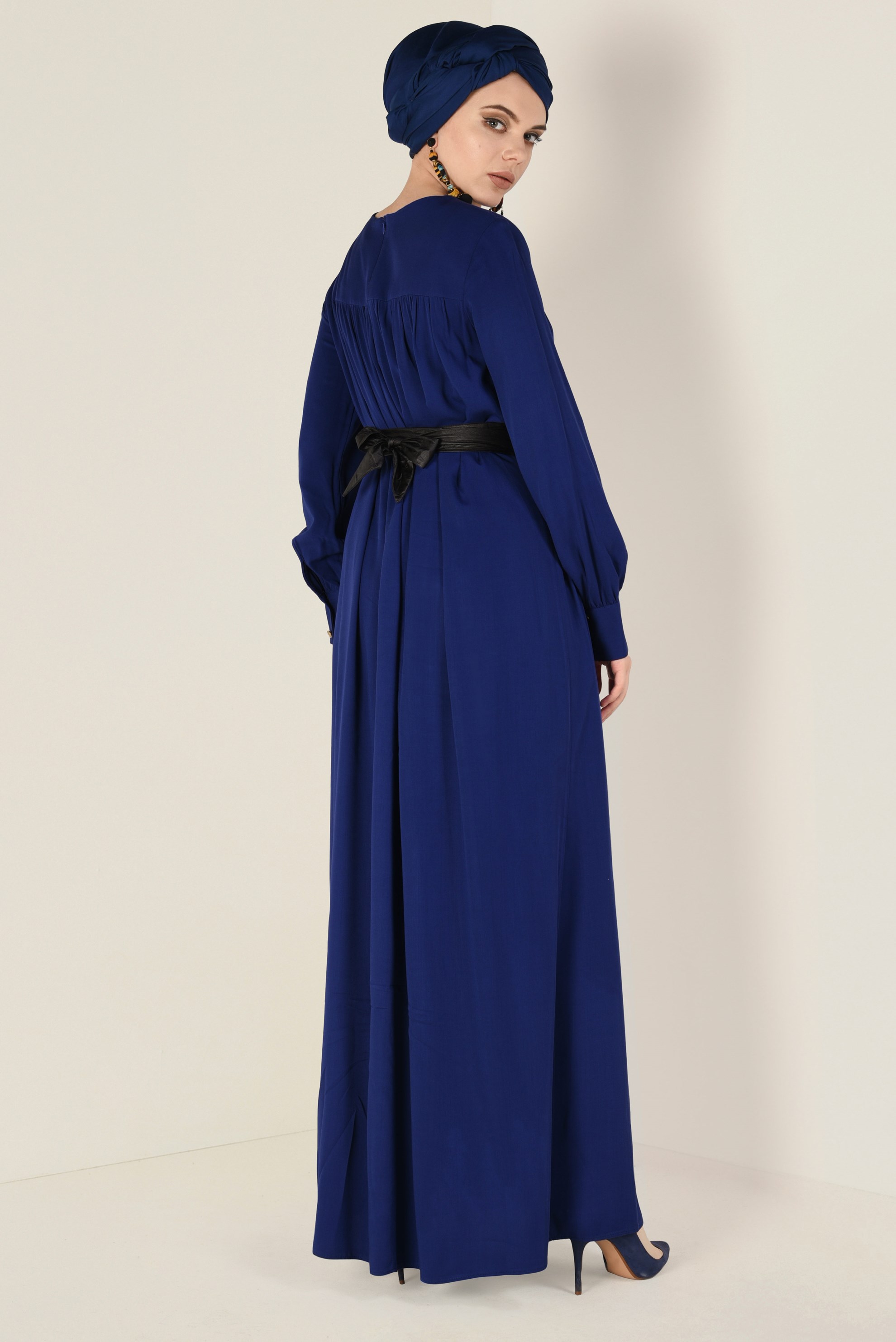 Tesettür giyim LACİVERT 4406 MERLİS ELBİSE 38/44 TEK40