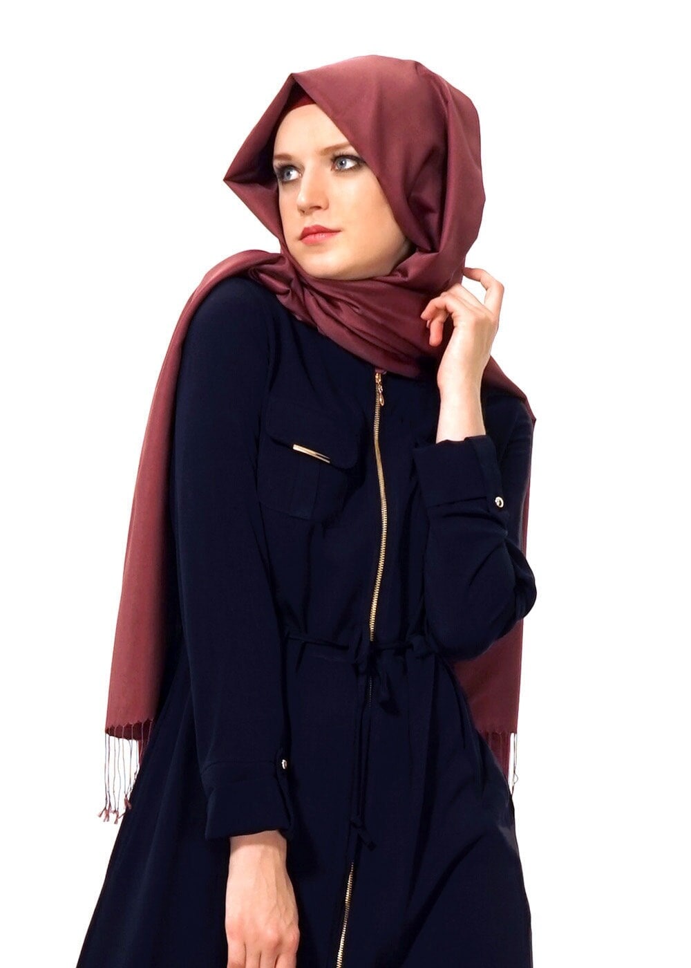 Tesettür giyim LACİVERT 4427 MERLİS ELBİSE 38/44 TEK40