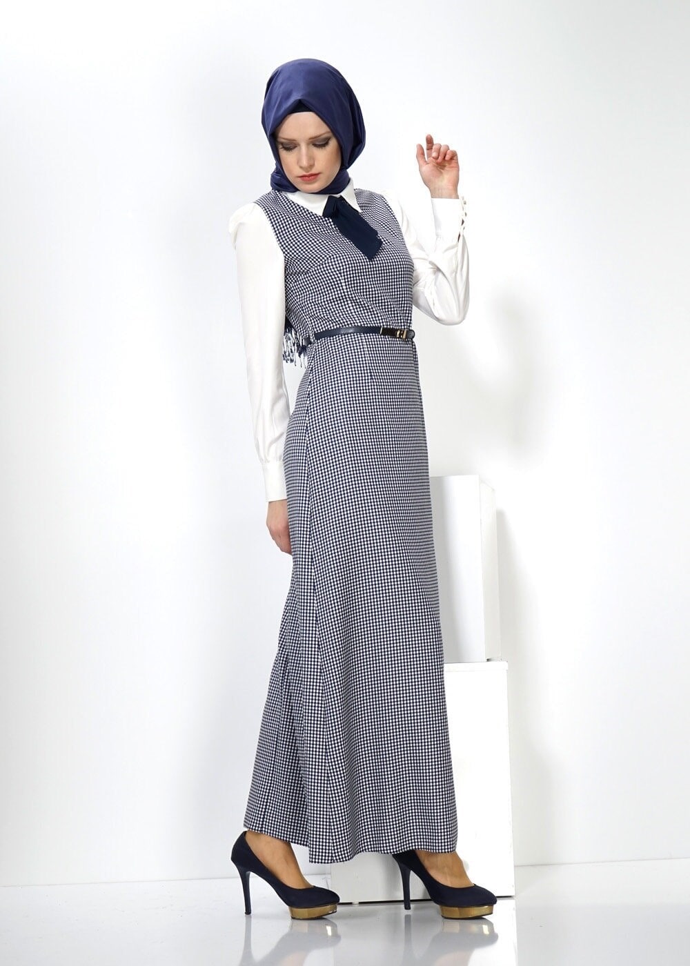 Tesettür giyim LACİVERT 4428 KATE 571 ELBİSE 36/42