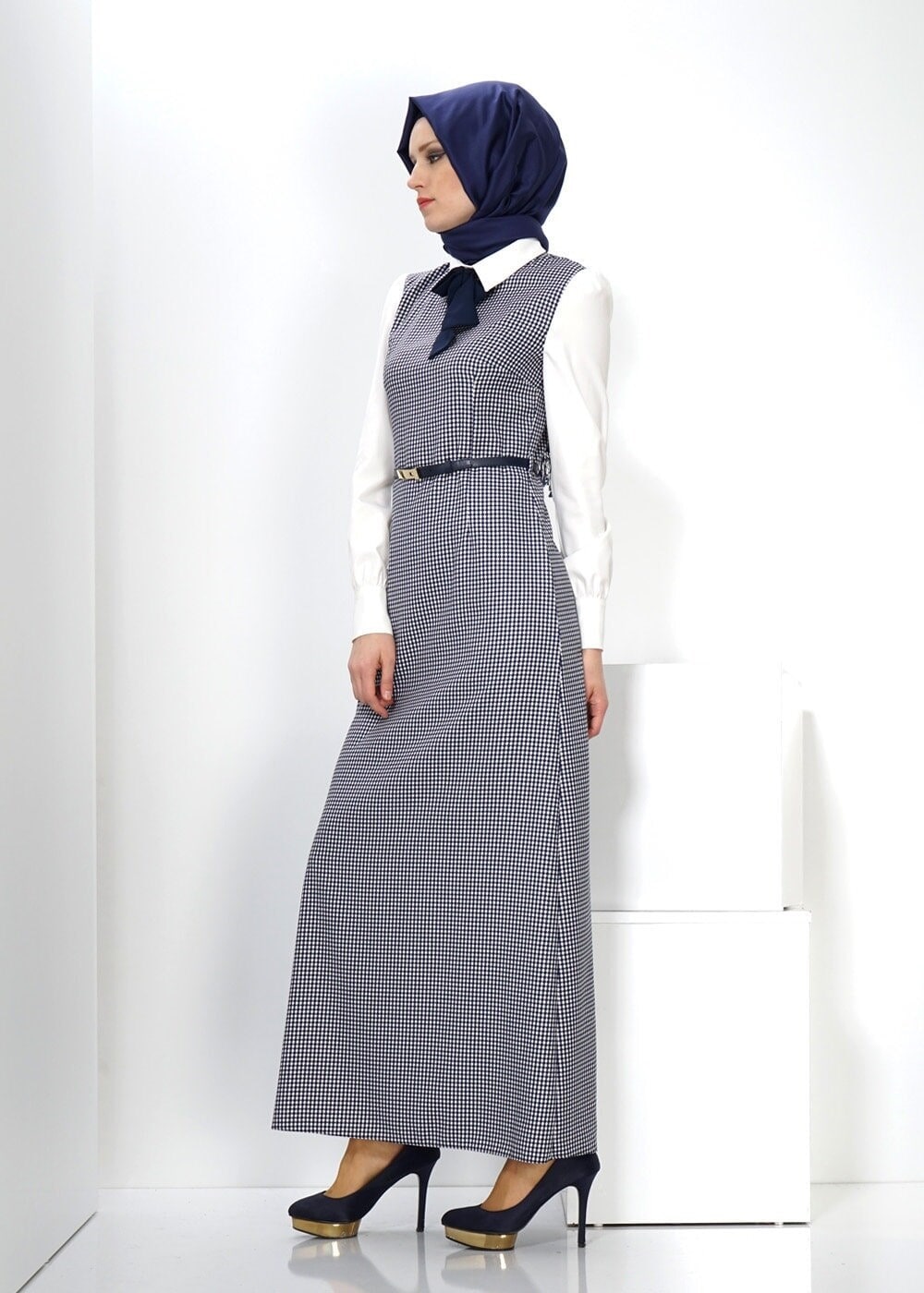 Tesettür giyim LACİVERT 4428 KATE 571 ELBİSE 36/42