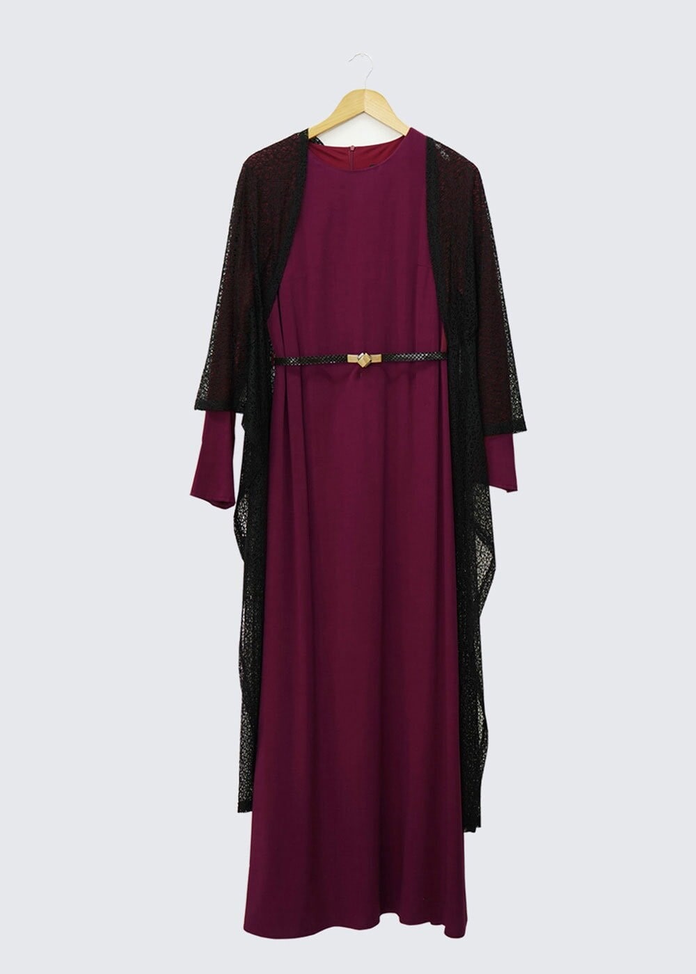 Tesettür giyim MÜRDÜM TÜL DETAYLI İKİLİ ELBİSE 4500