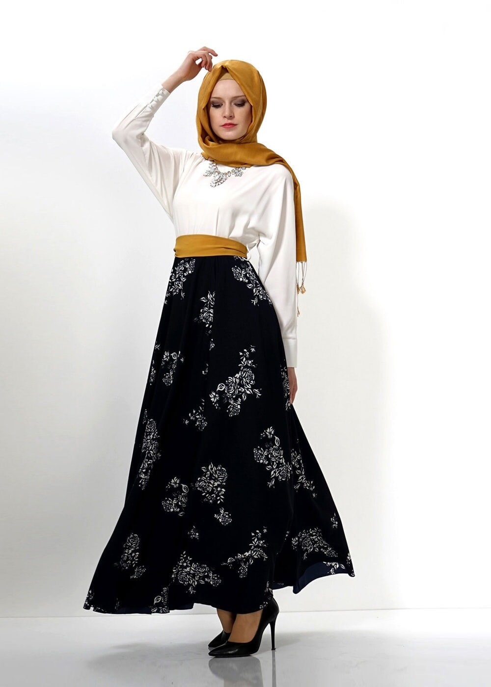 Tesettür giyim LACİVERT 4502 EMP. KREP 2069 ELBİSE 36/42(38-40)