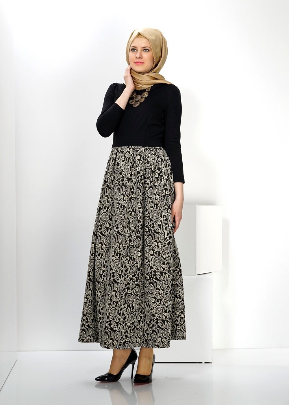 Tesettür giyim BEJ 4524 ELBİSE 