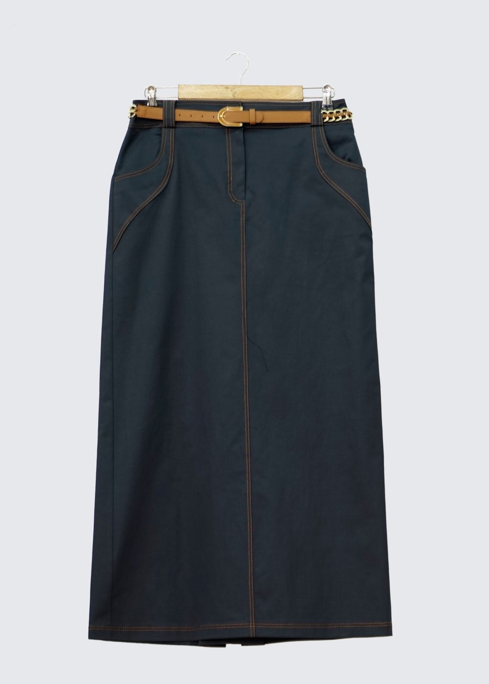 Tesettür giyim LACİVERT DÜZ KESİM ETEK 6590