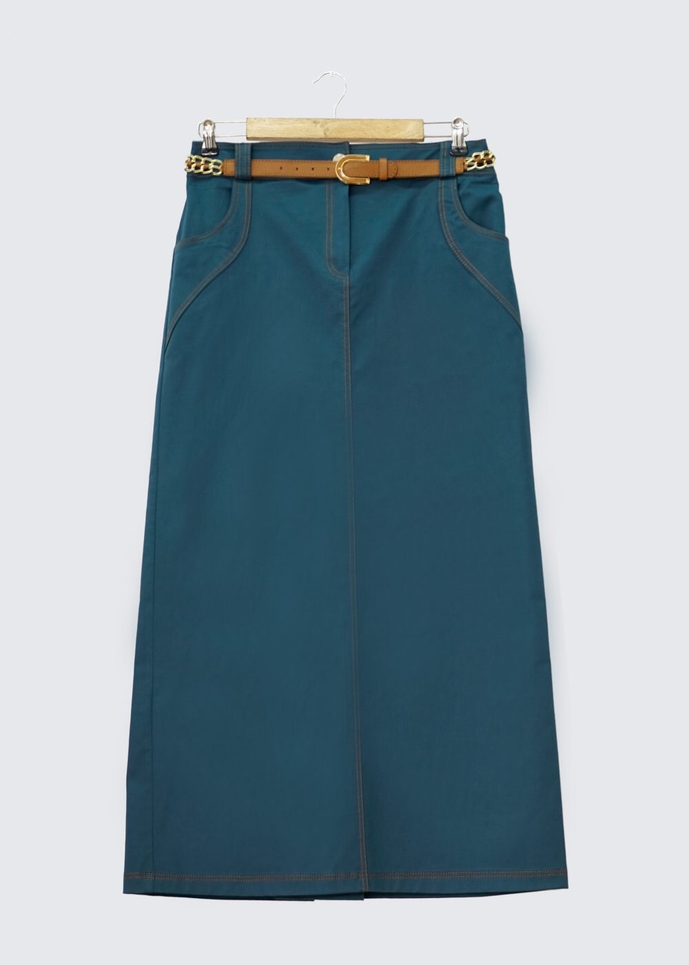 Tesettür giyim MAVİ DÜZ KESİM ETEK 6590