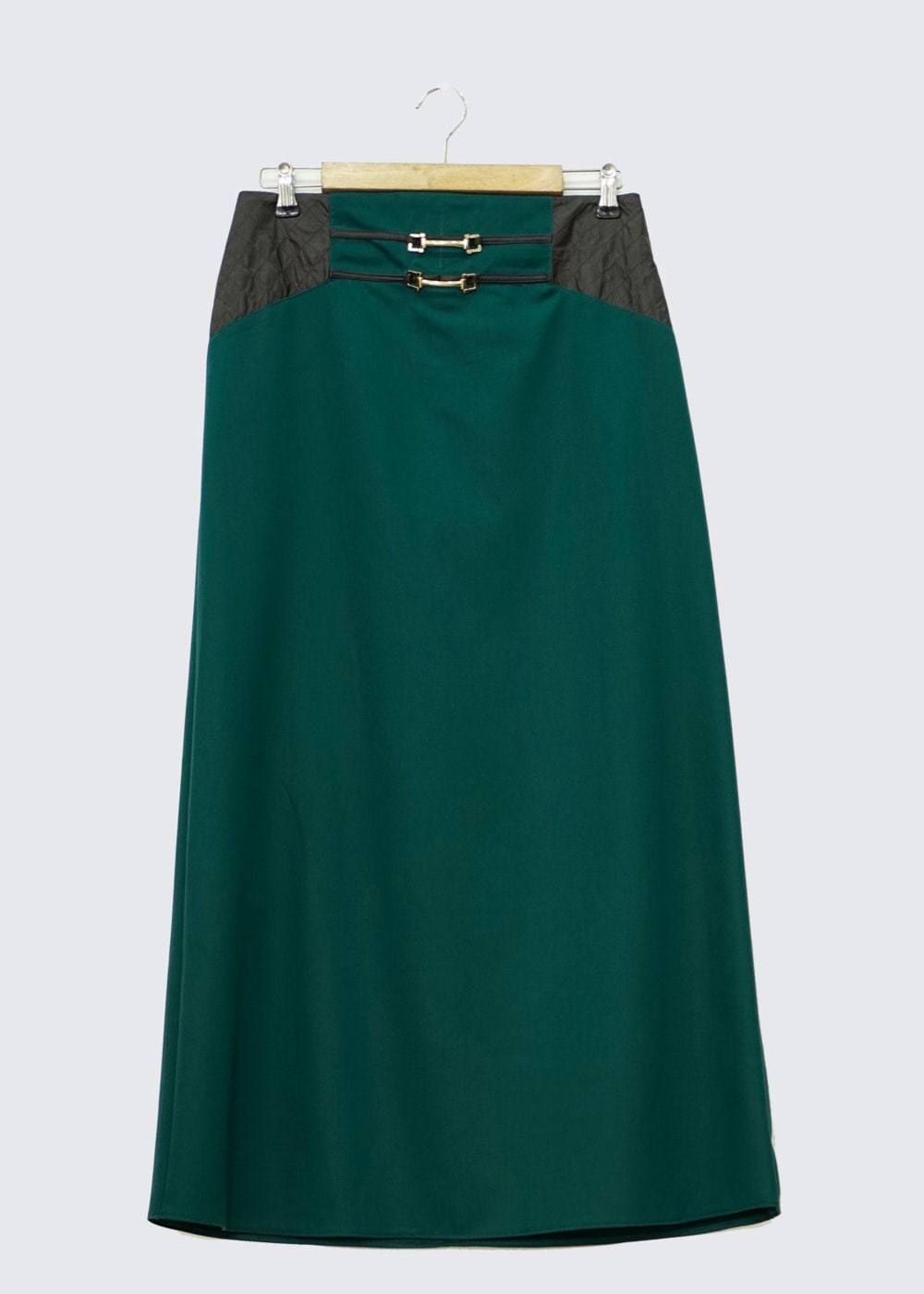 Tesettür giyim YEŞİL AKSESUAR DETAYLI ETEK 6592