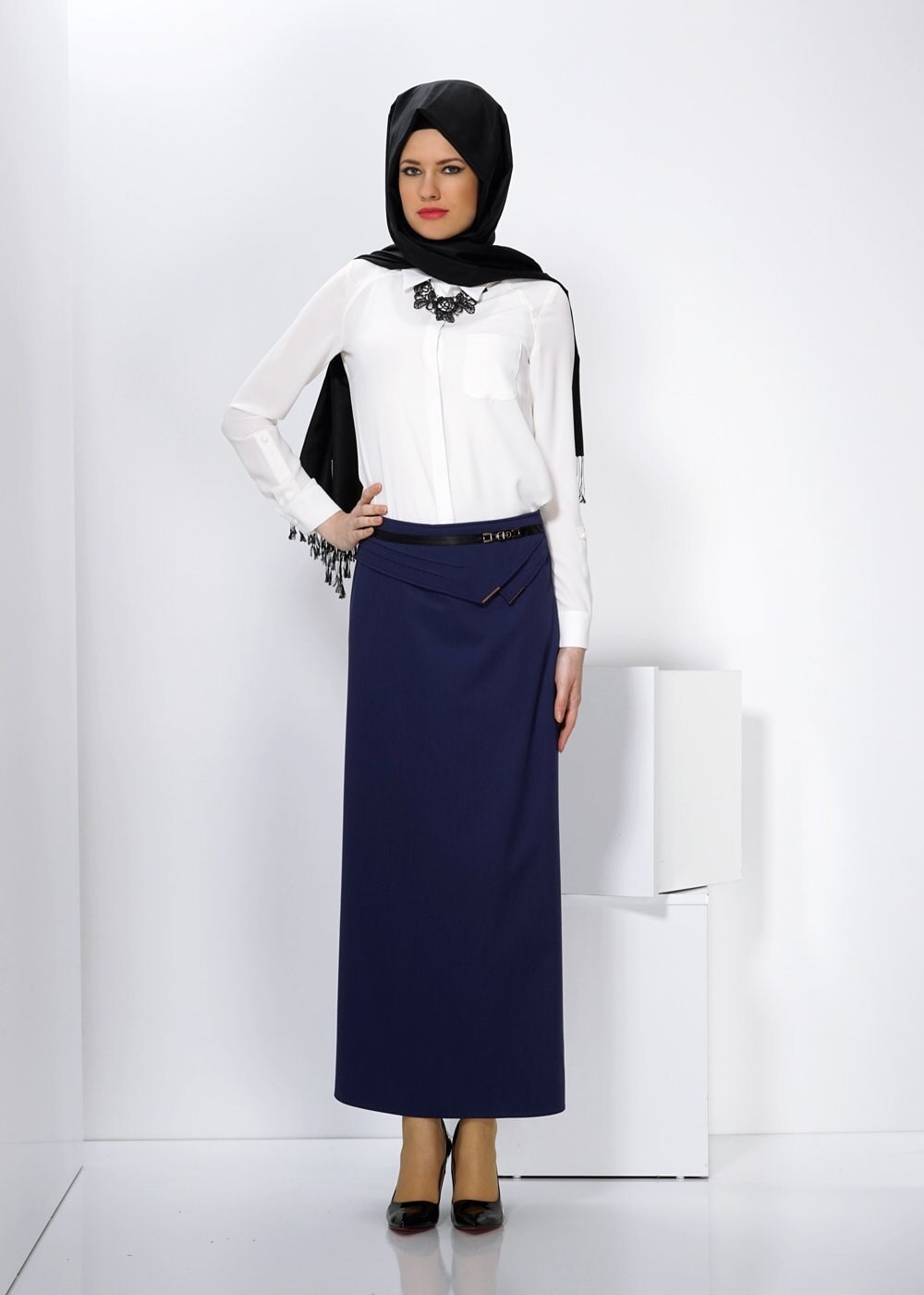 Tesettür giyim LACİVERT 6594 ETEK