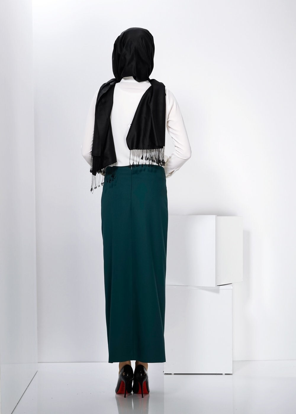 Tesettür giyim YEŞİL 6594 ETEK