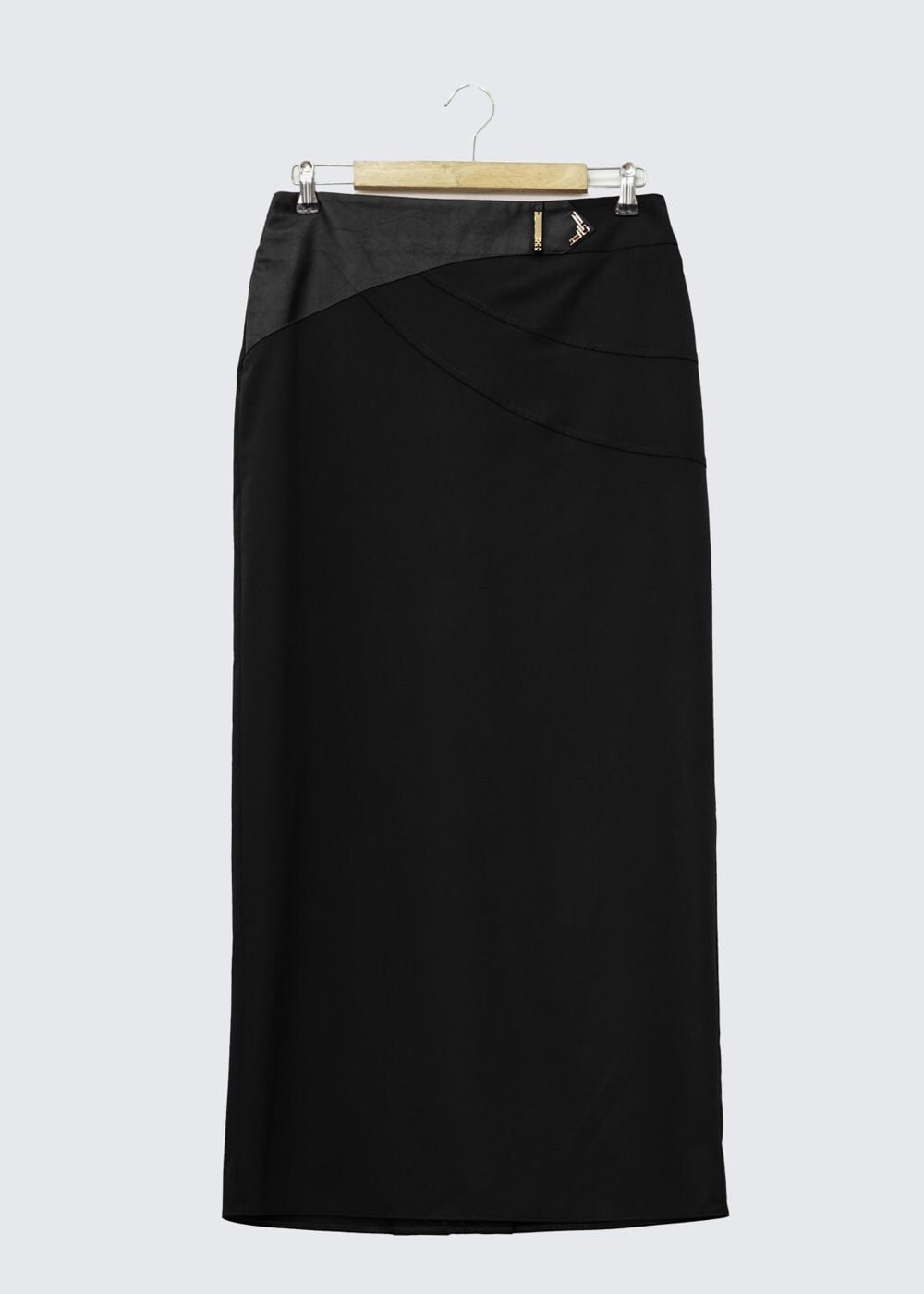 Tesettür giyim SİYAH DERİ DETAYLI KALEM ETEK 6596 