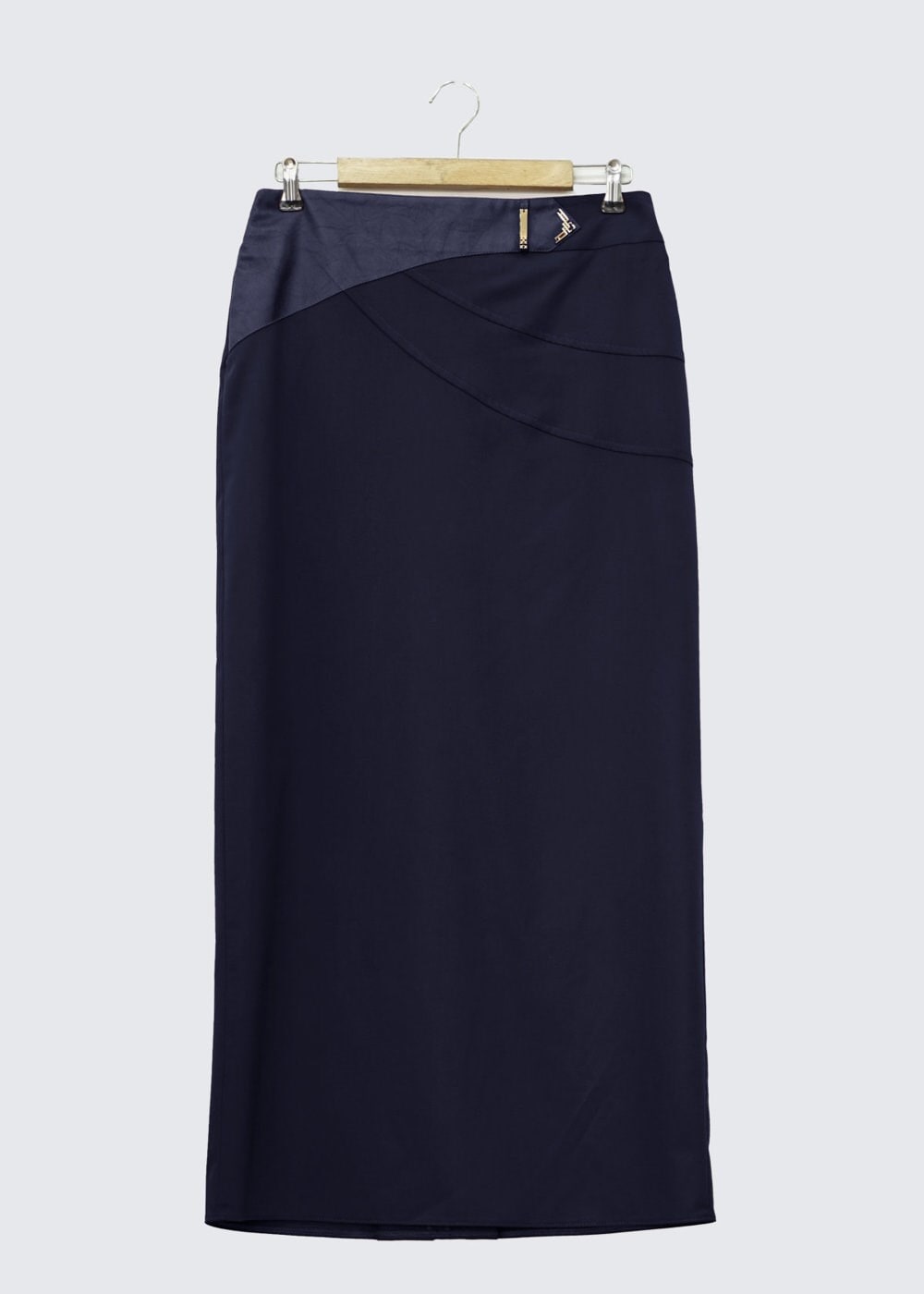 Tesettür giyim LACİVERT DERİ DETAYLI KALEM ETEK 6596 