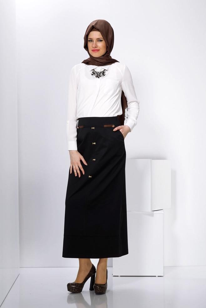 Vêtements hijab  JUPE BOUTONNÉE 6597  - ALVİNA