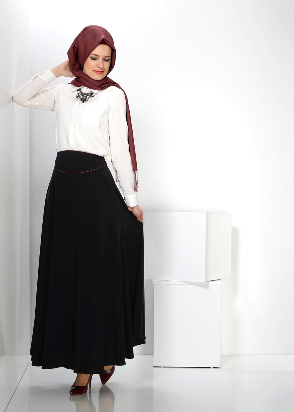 Tesettür giyim SİYAH 6598 ETEK 