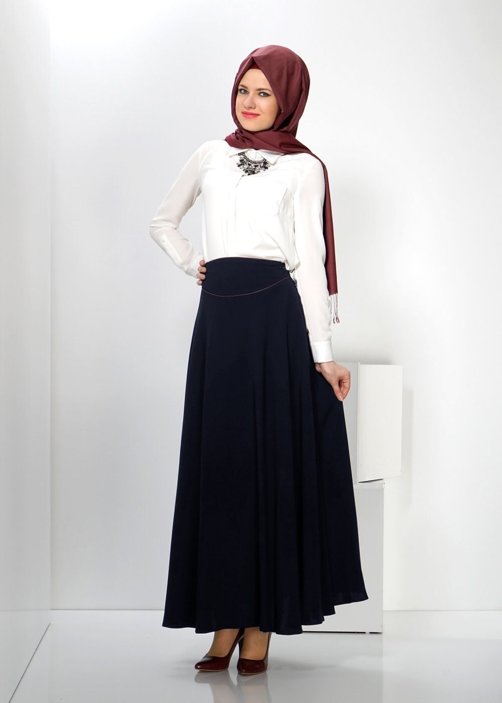 Tesettür giyim LACİVERT 6598 ETEK 